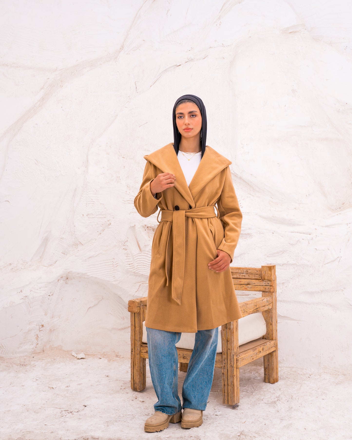 Hood wool coat