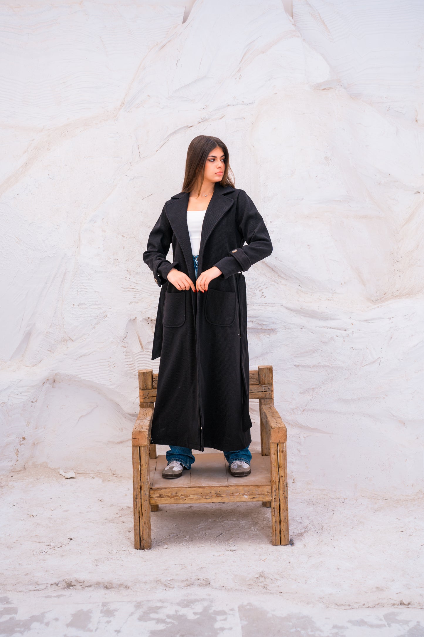 DOUBLE BREASTED WOOL TRENCH COAT