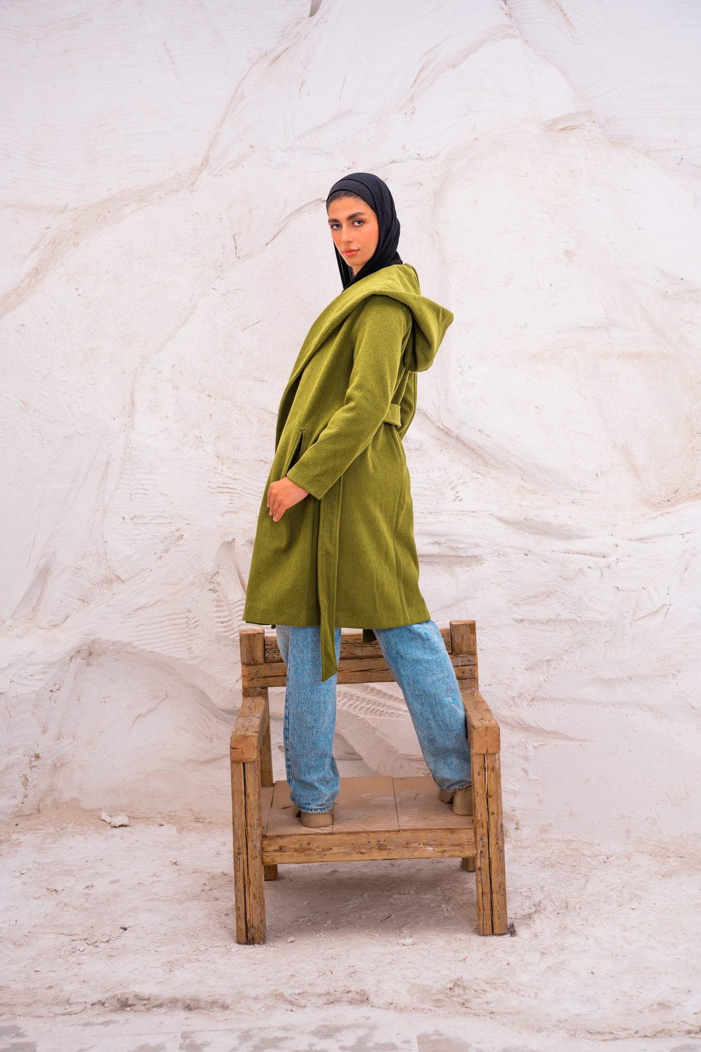 Hood wool coat