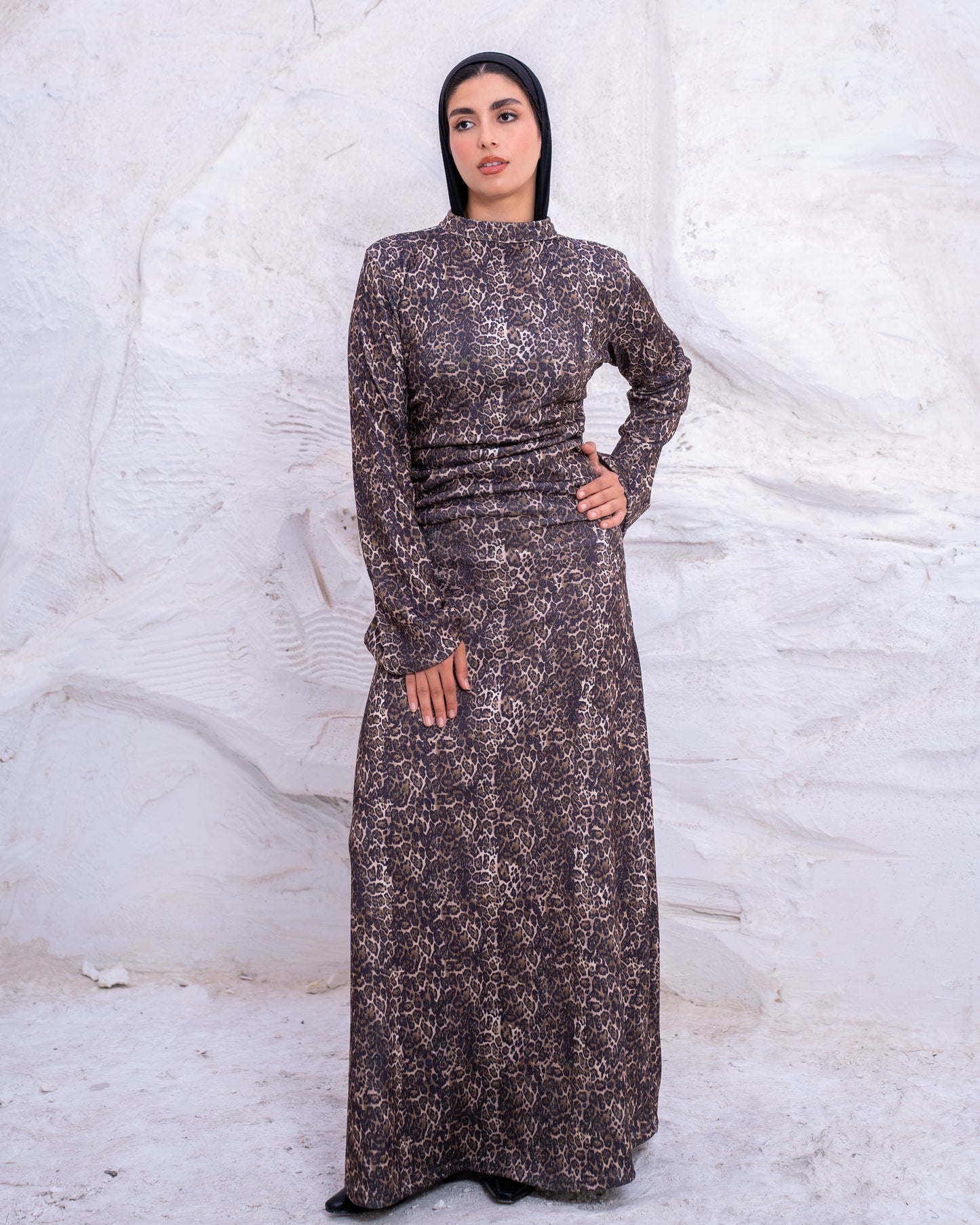 LEOPARD WOOL DRESS