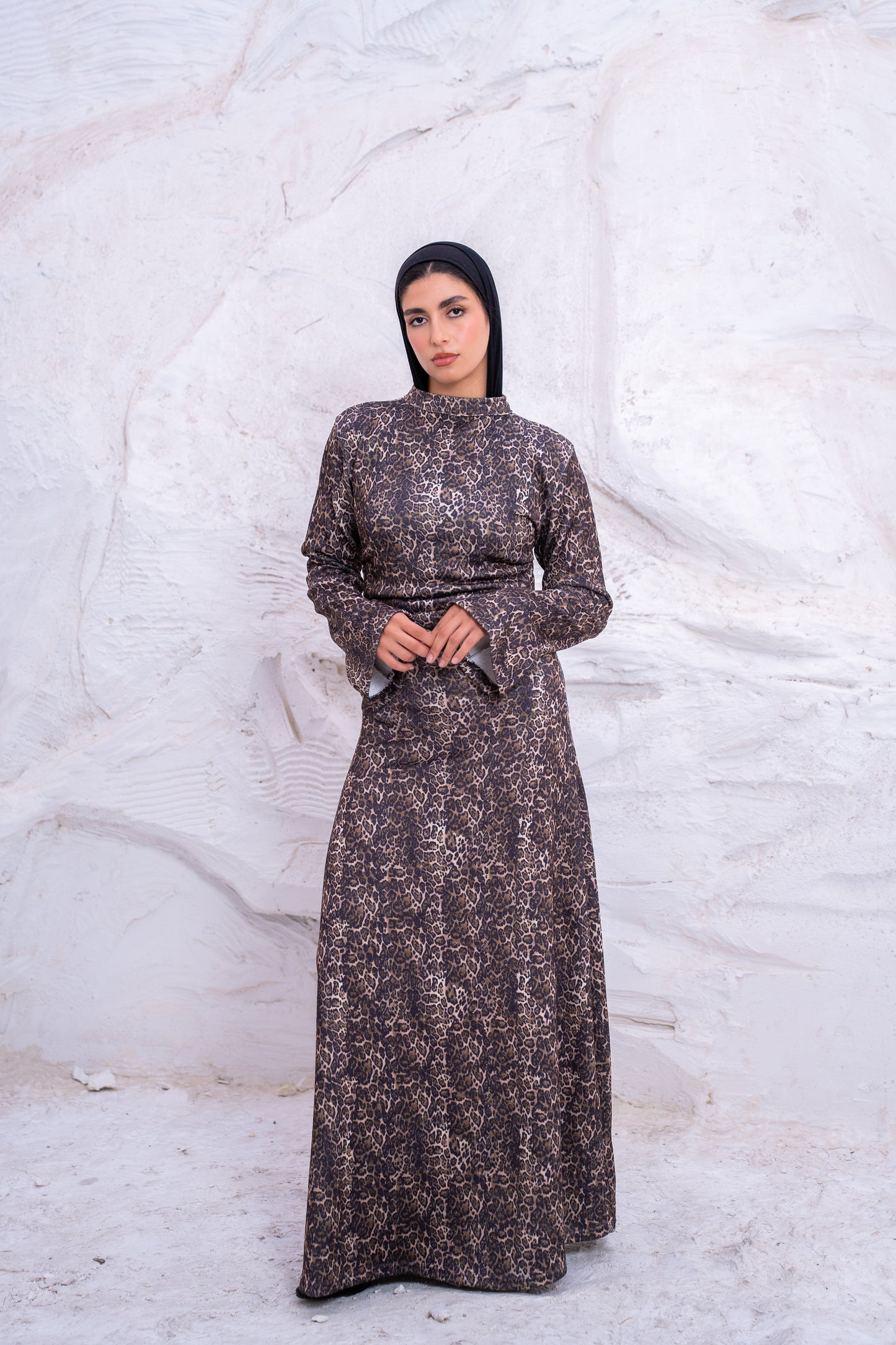 LEOPARD WOOL DRESS
