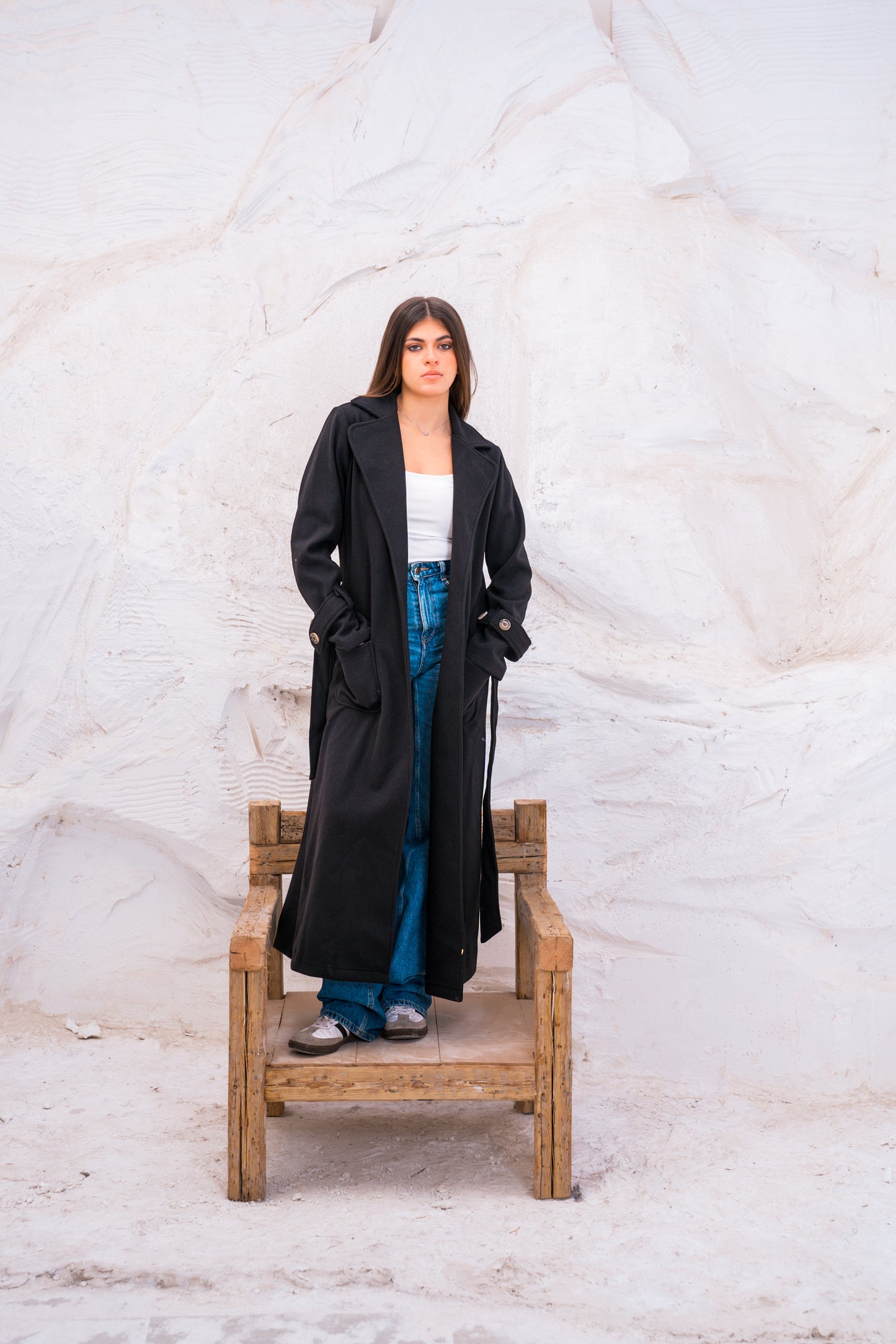 DOUBLE BREASTED WOOL TRENCH COAT