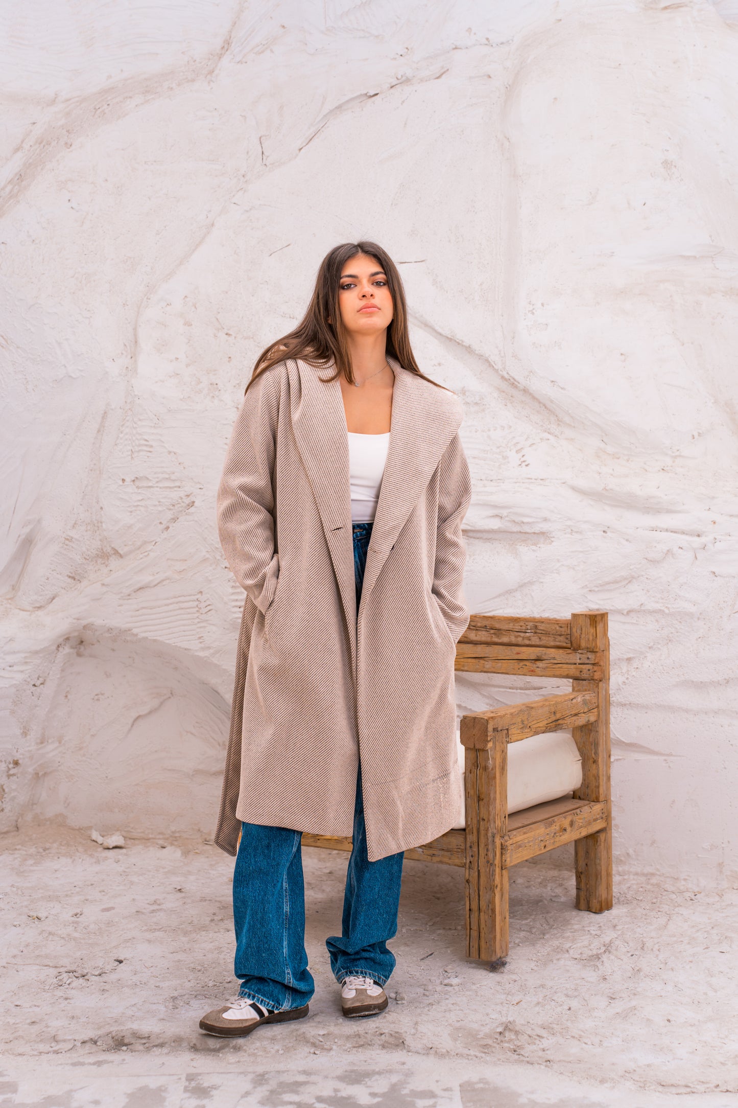 Hood wool coat