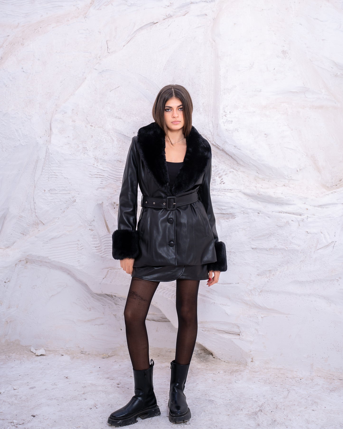 In My Ferrari Fur Collar Coat