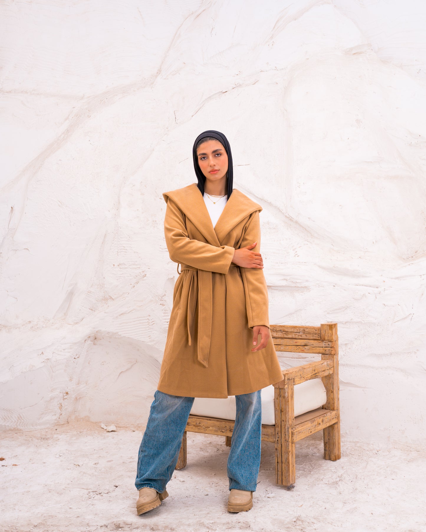 Hood wool coat