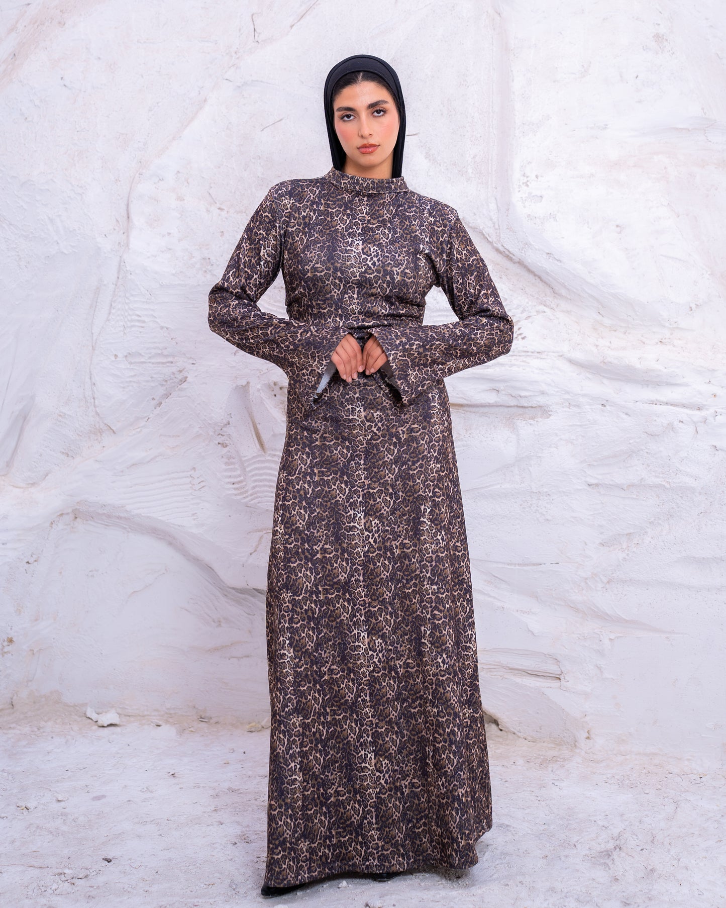LEOPARD WOOL DRESS