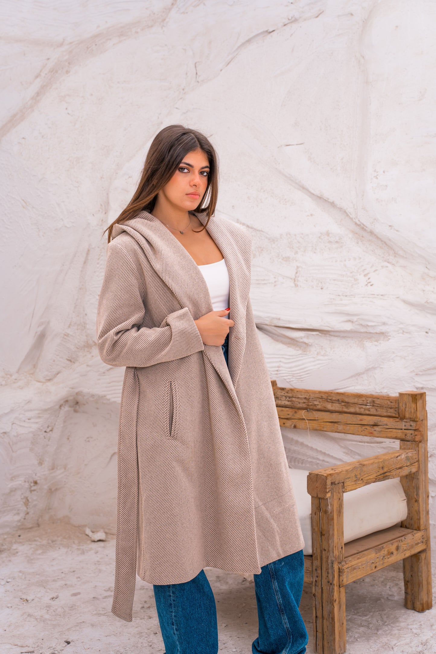 Hood wool coat