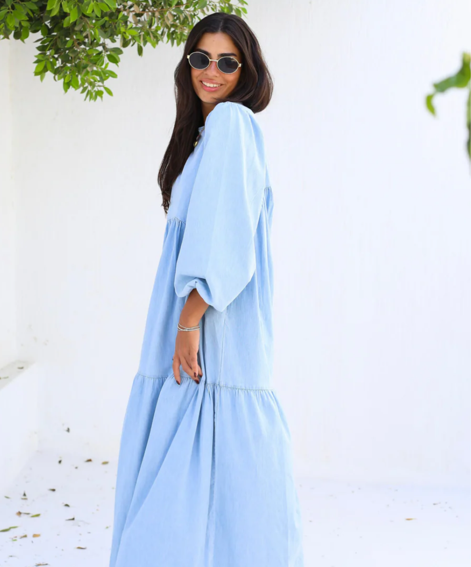 Fluffy denim dress
