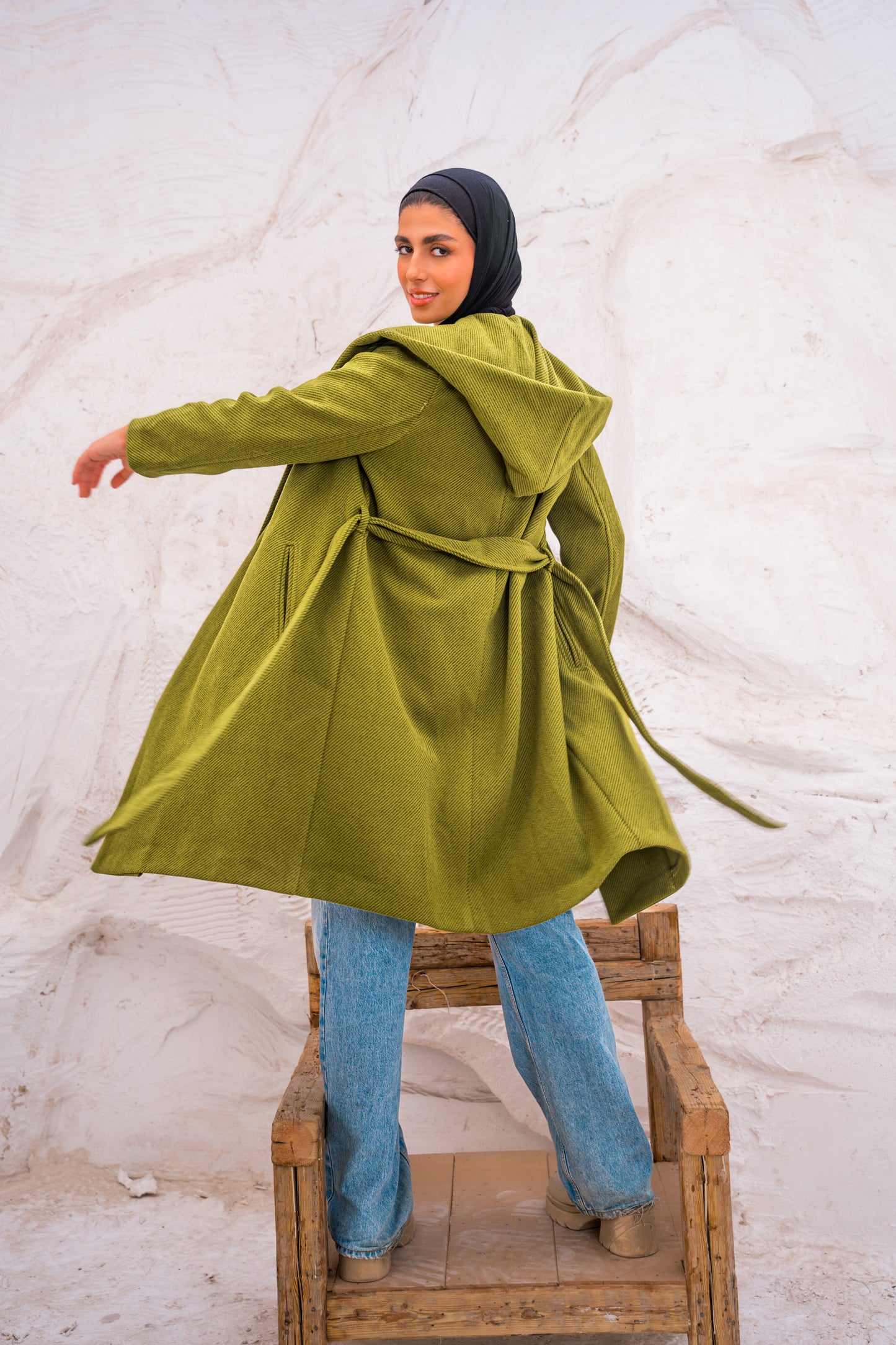 Hood wool coat