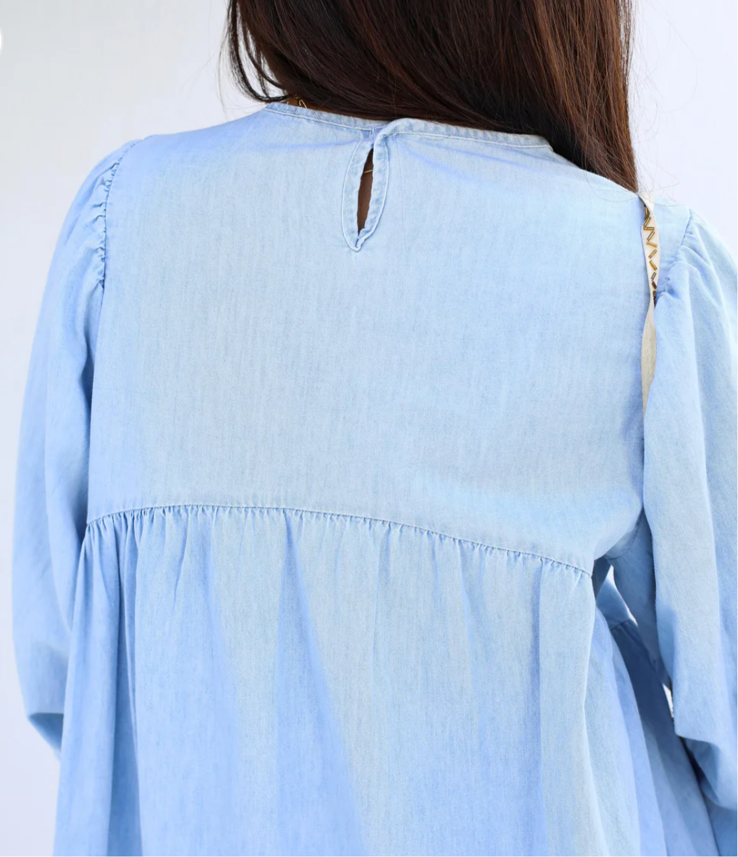 Fluffy denim dress