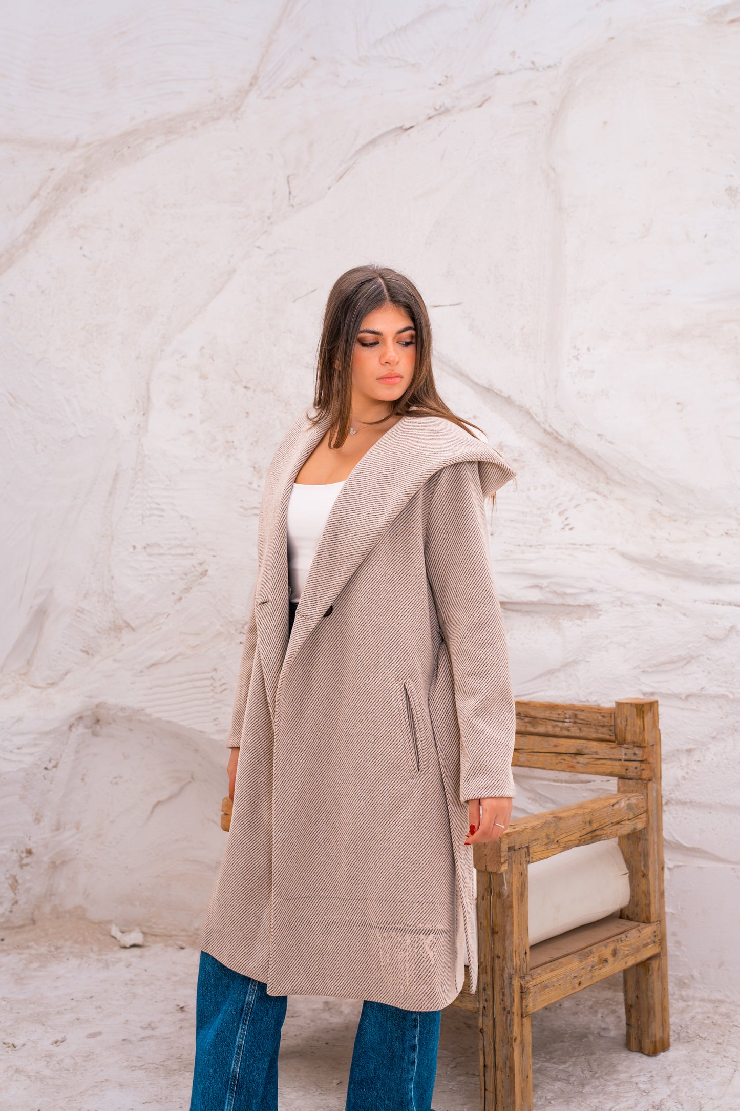 Hood wool coat