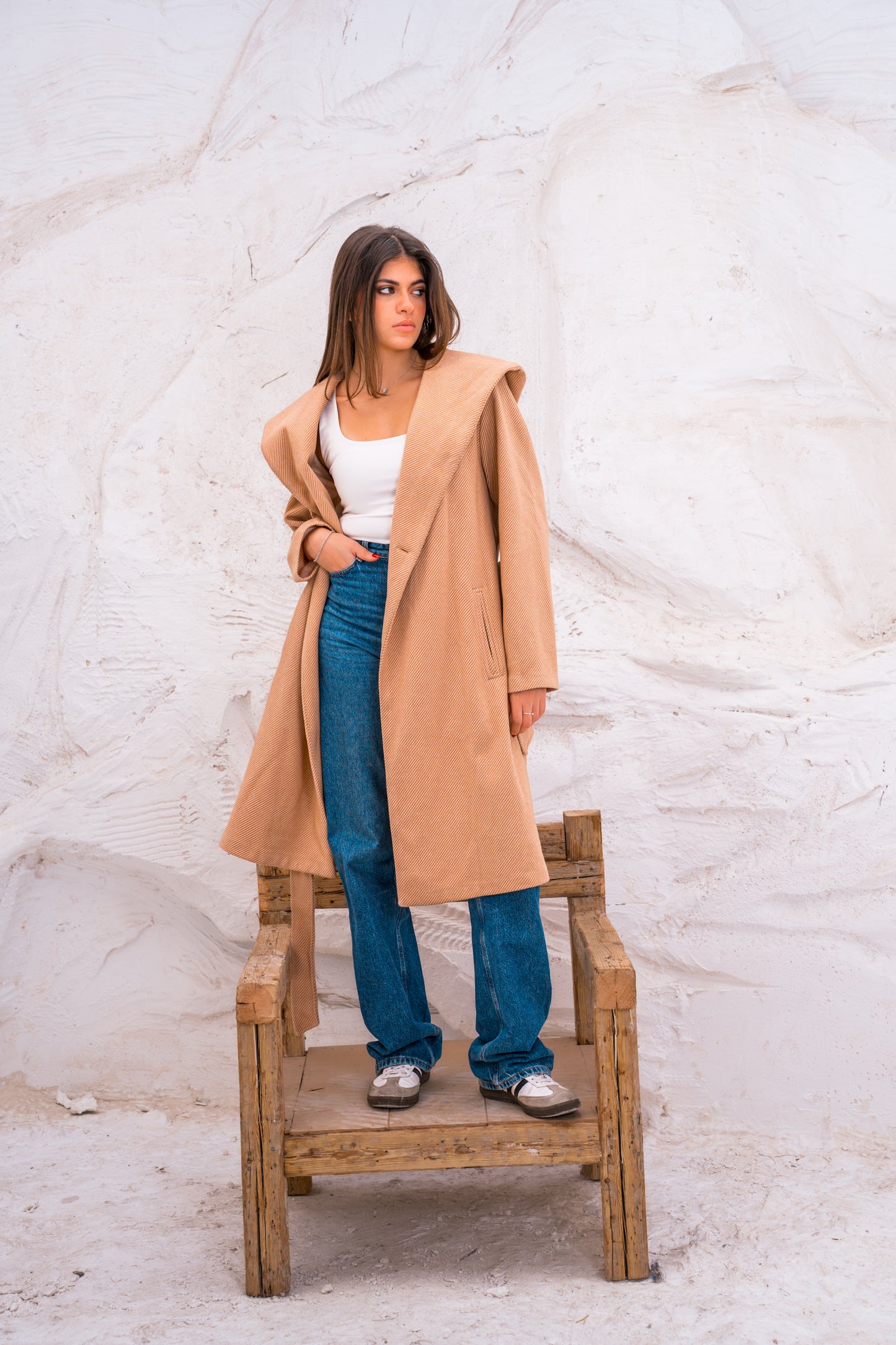 Hood wool coat