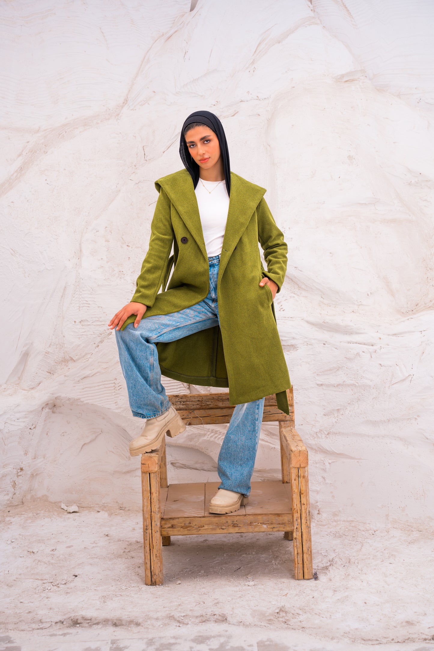 Hood wool coat