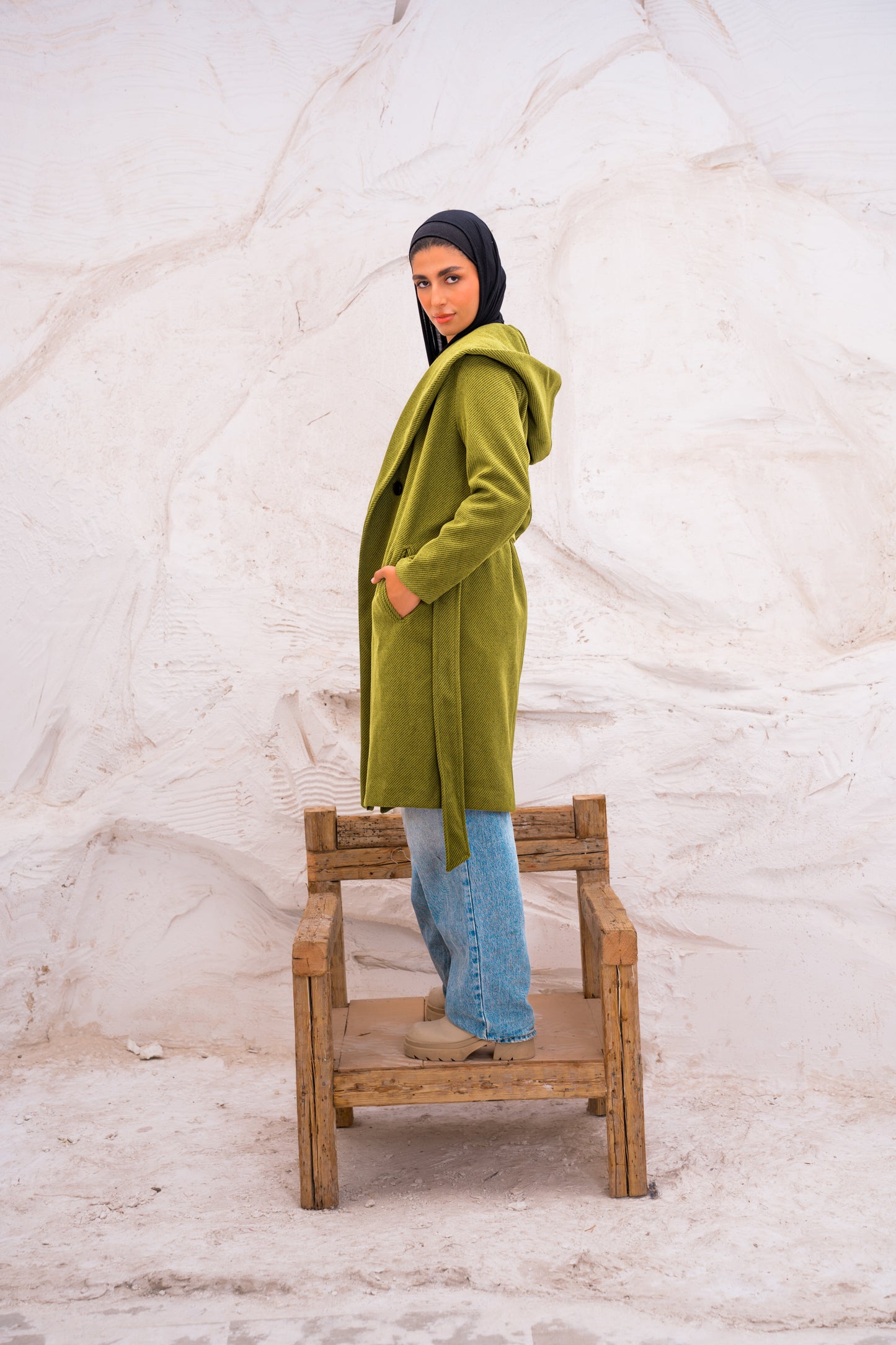 Hood wool coat