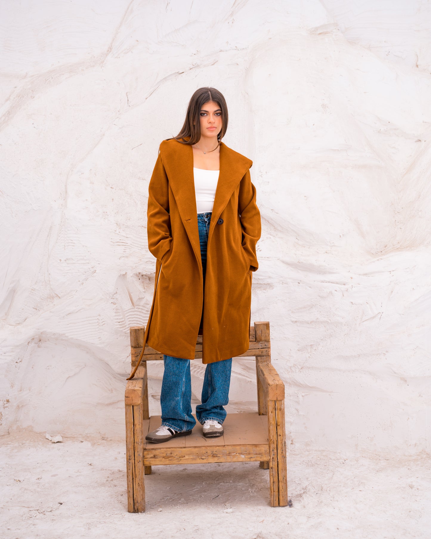 Hood wool coat