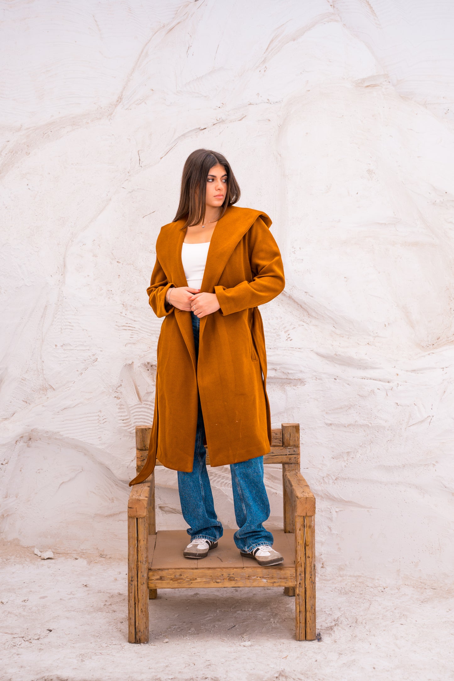 Hood wool coat