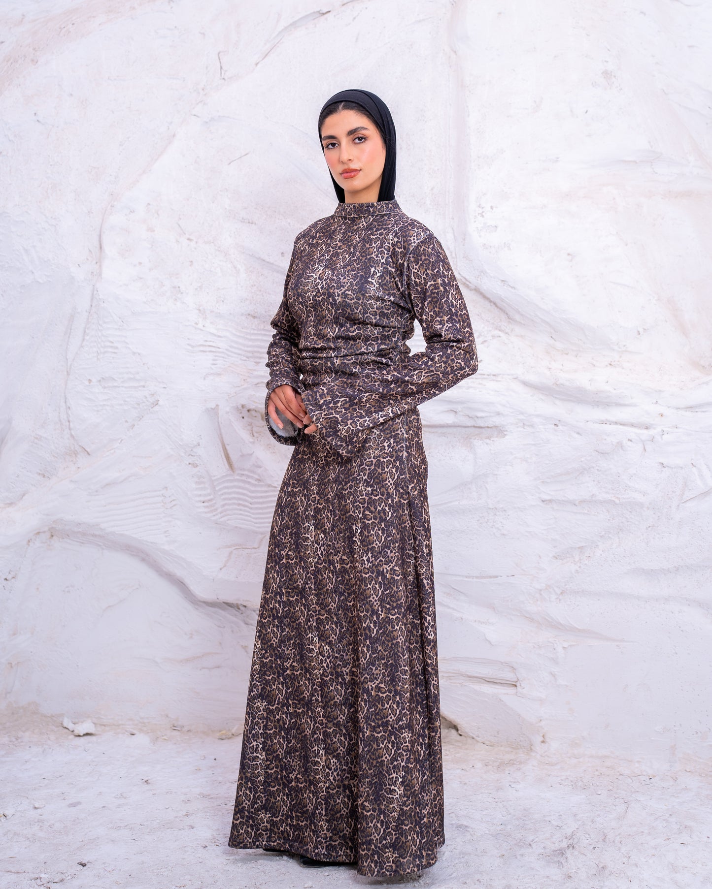 LEOPARD WOOL DRESS