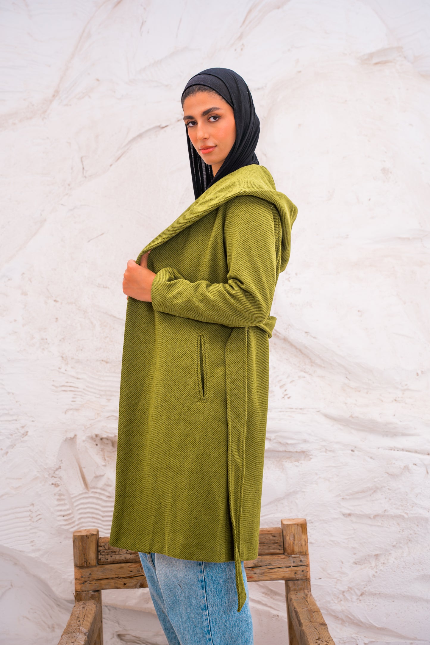 Hood wool coat