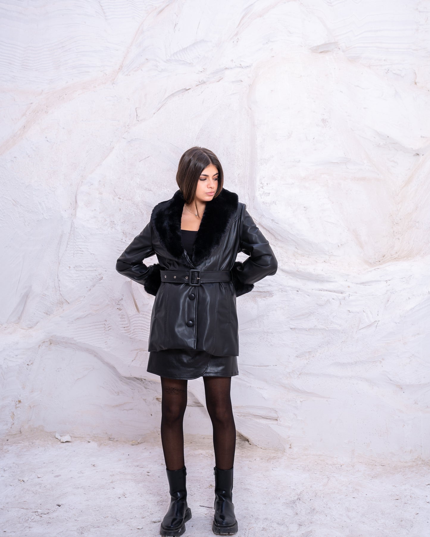 In My Ferrari Fur Collar Coat