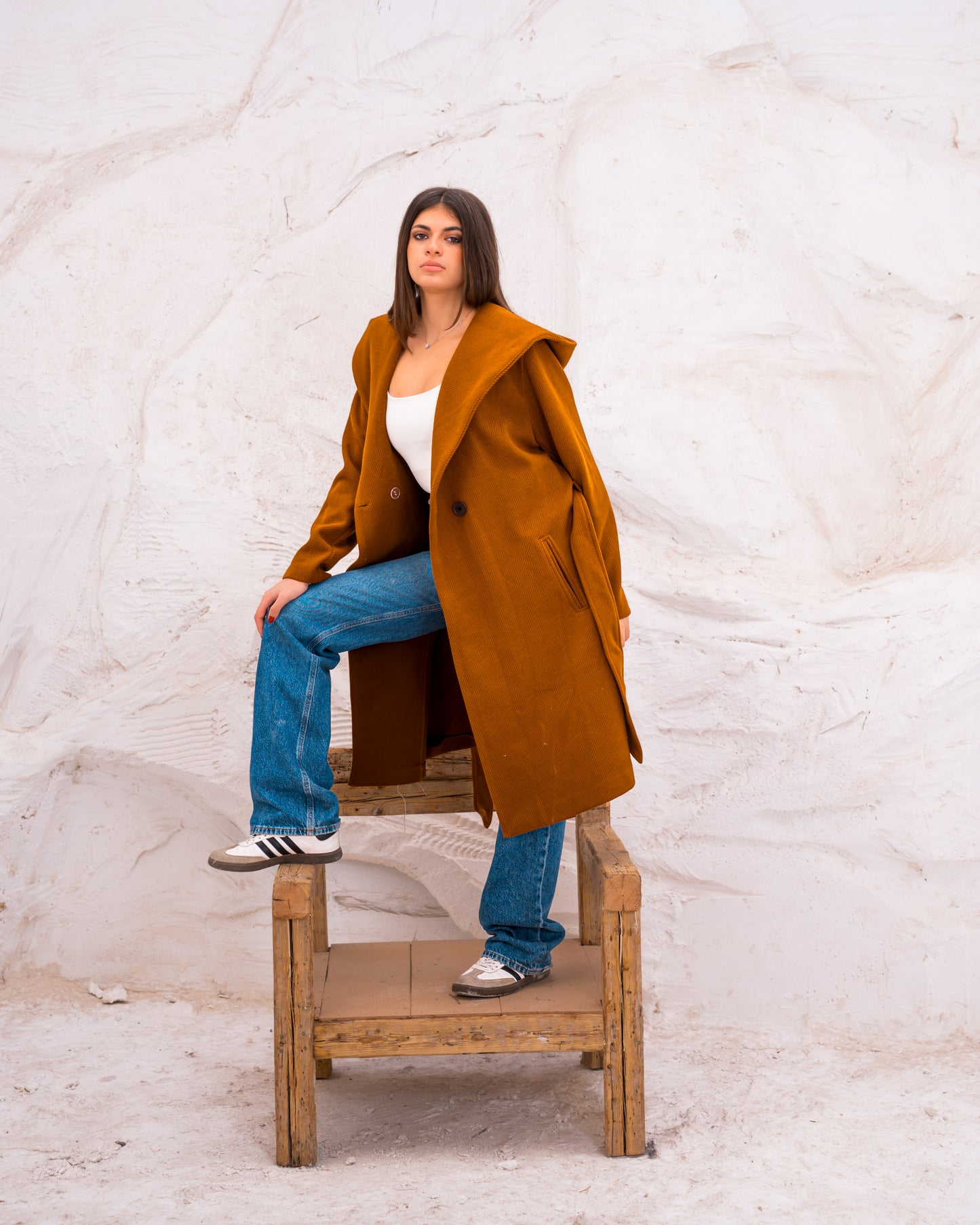Hood wool coat