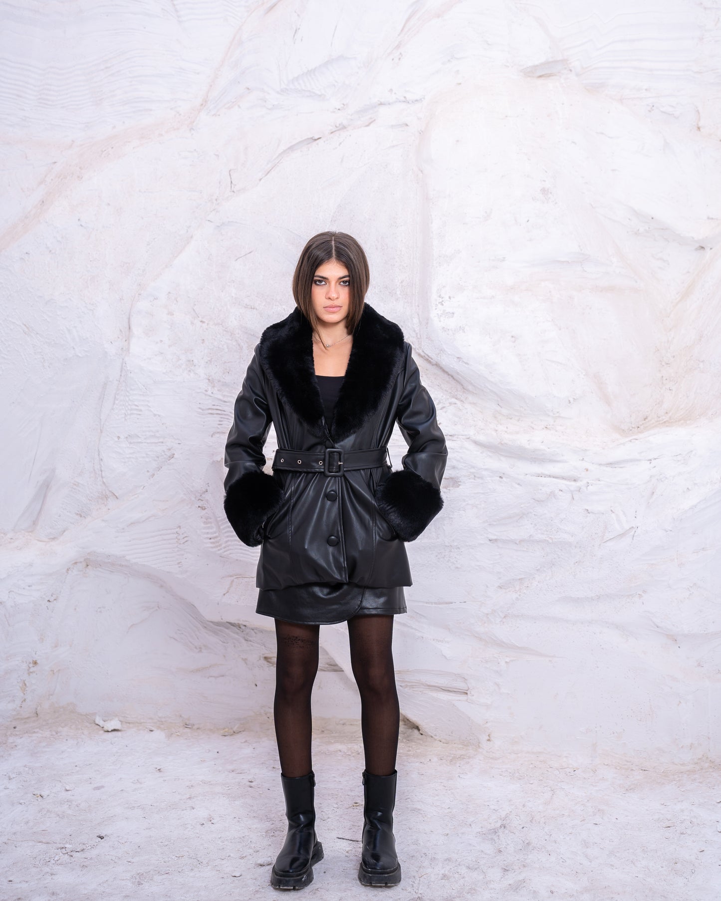 In My Ferrari Fur Collar Coat