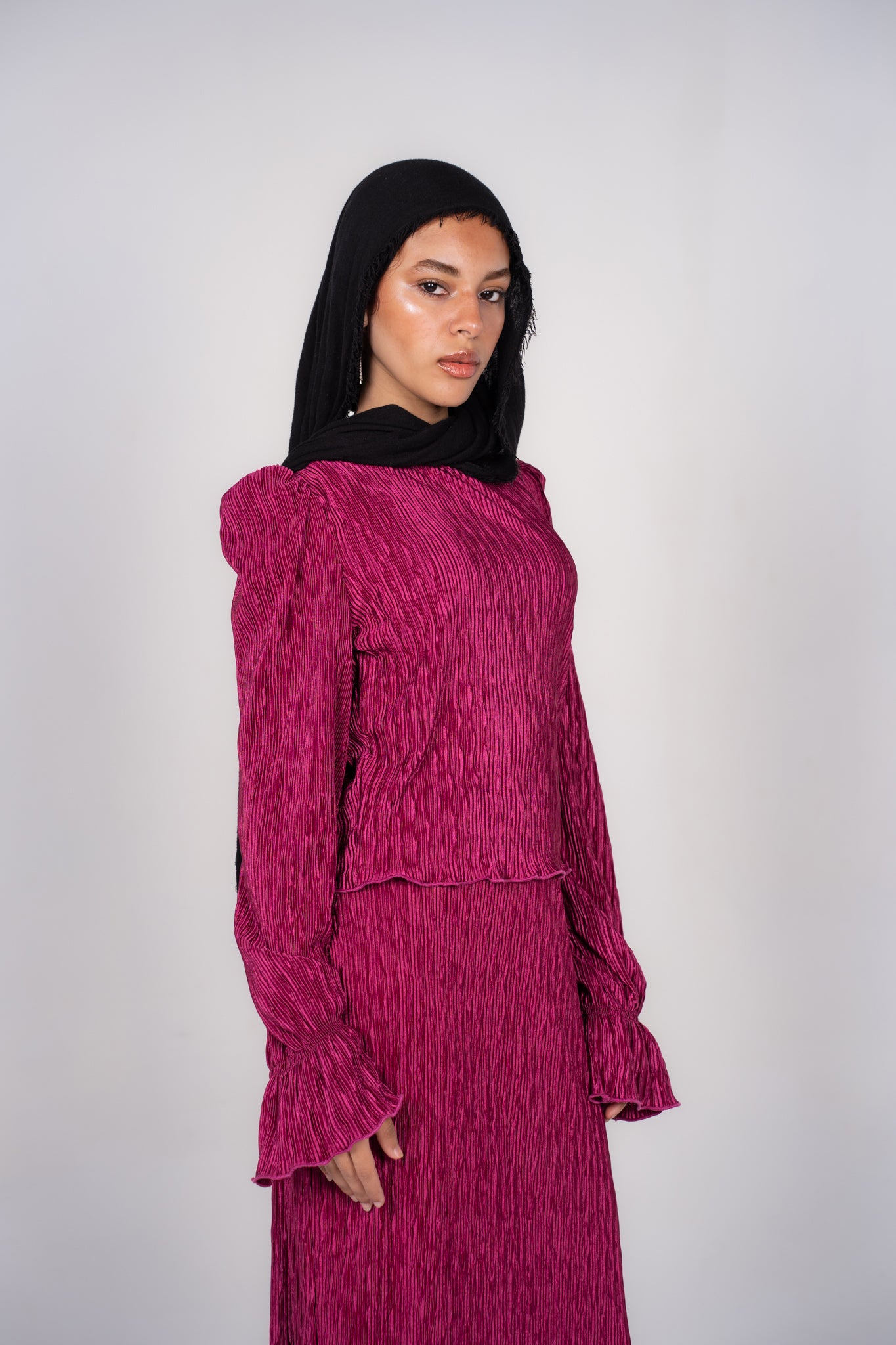 Pleated satin set