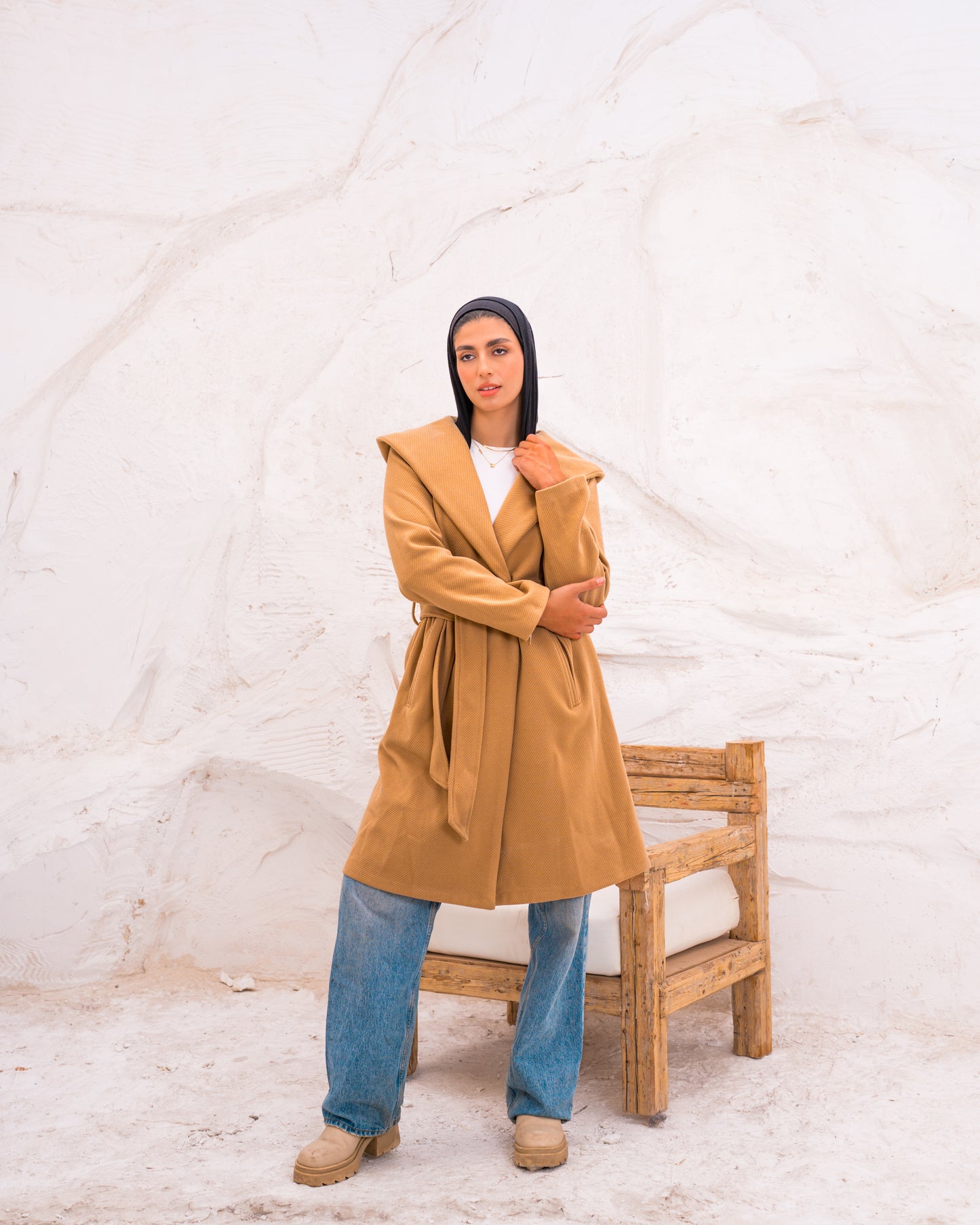 Hood wool coat