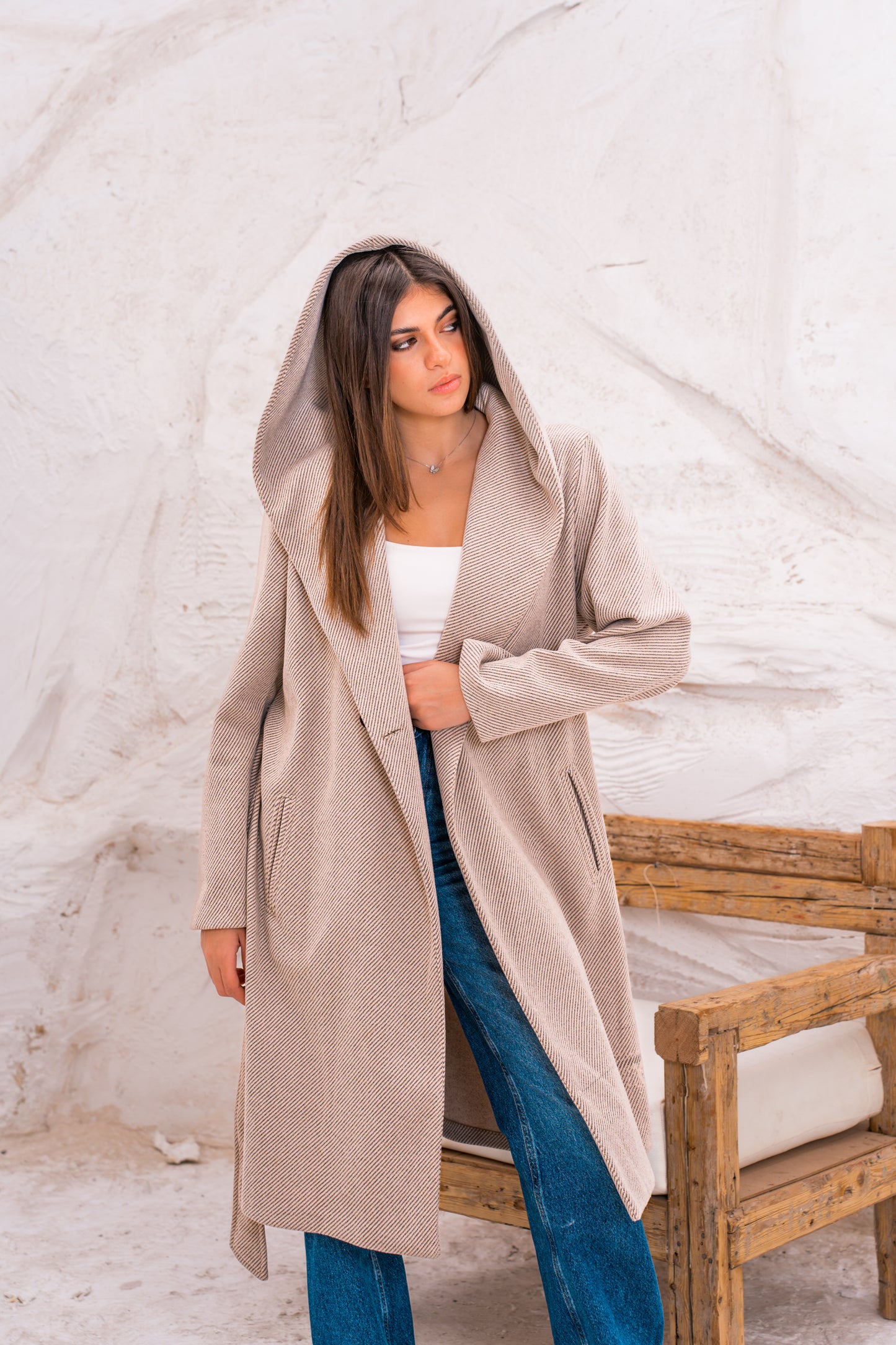 Hood wool coat