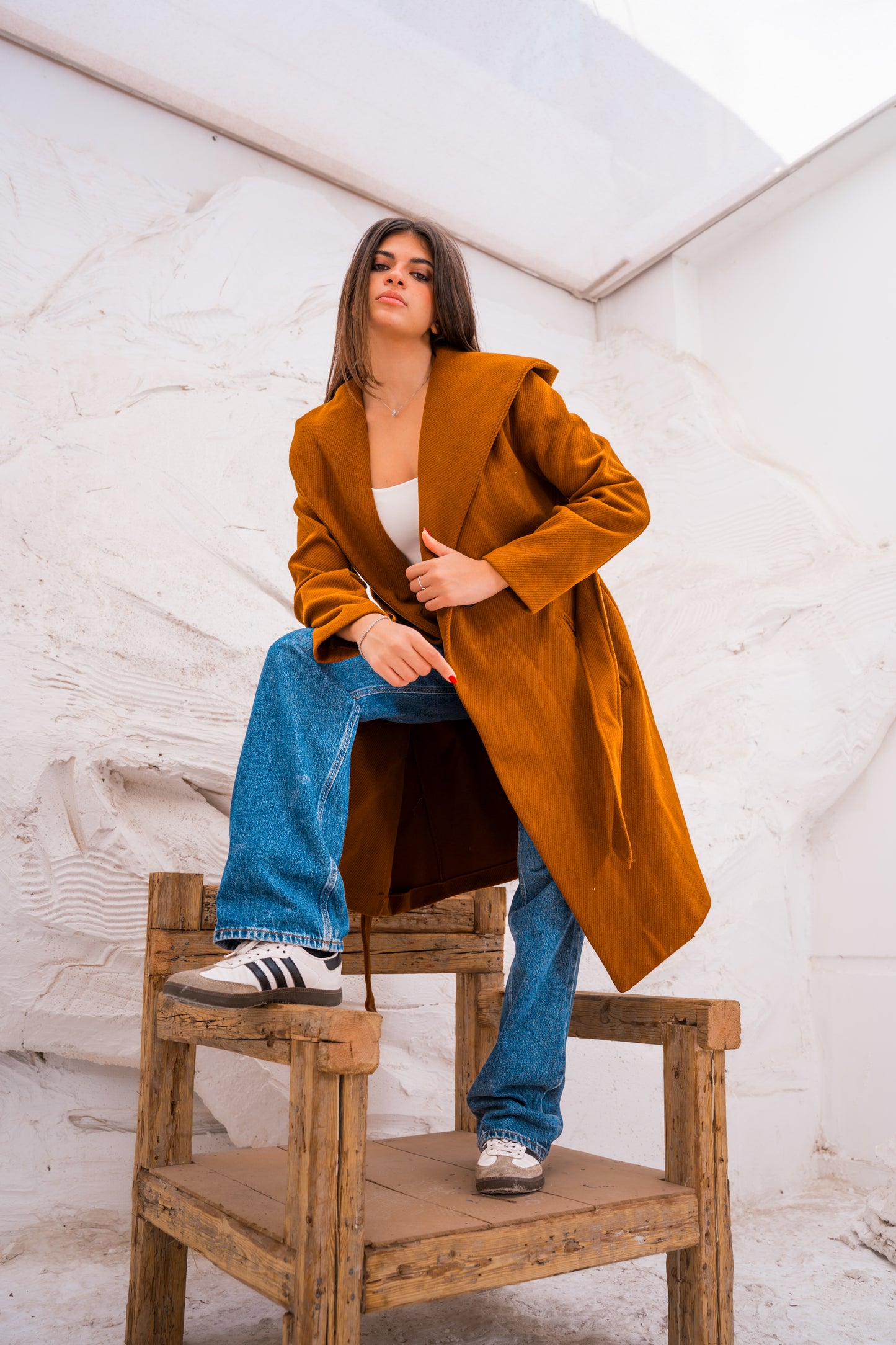 Hood wool coat