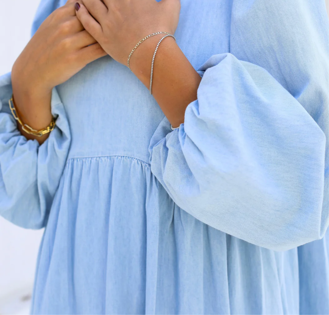 Fluffy denim dress