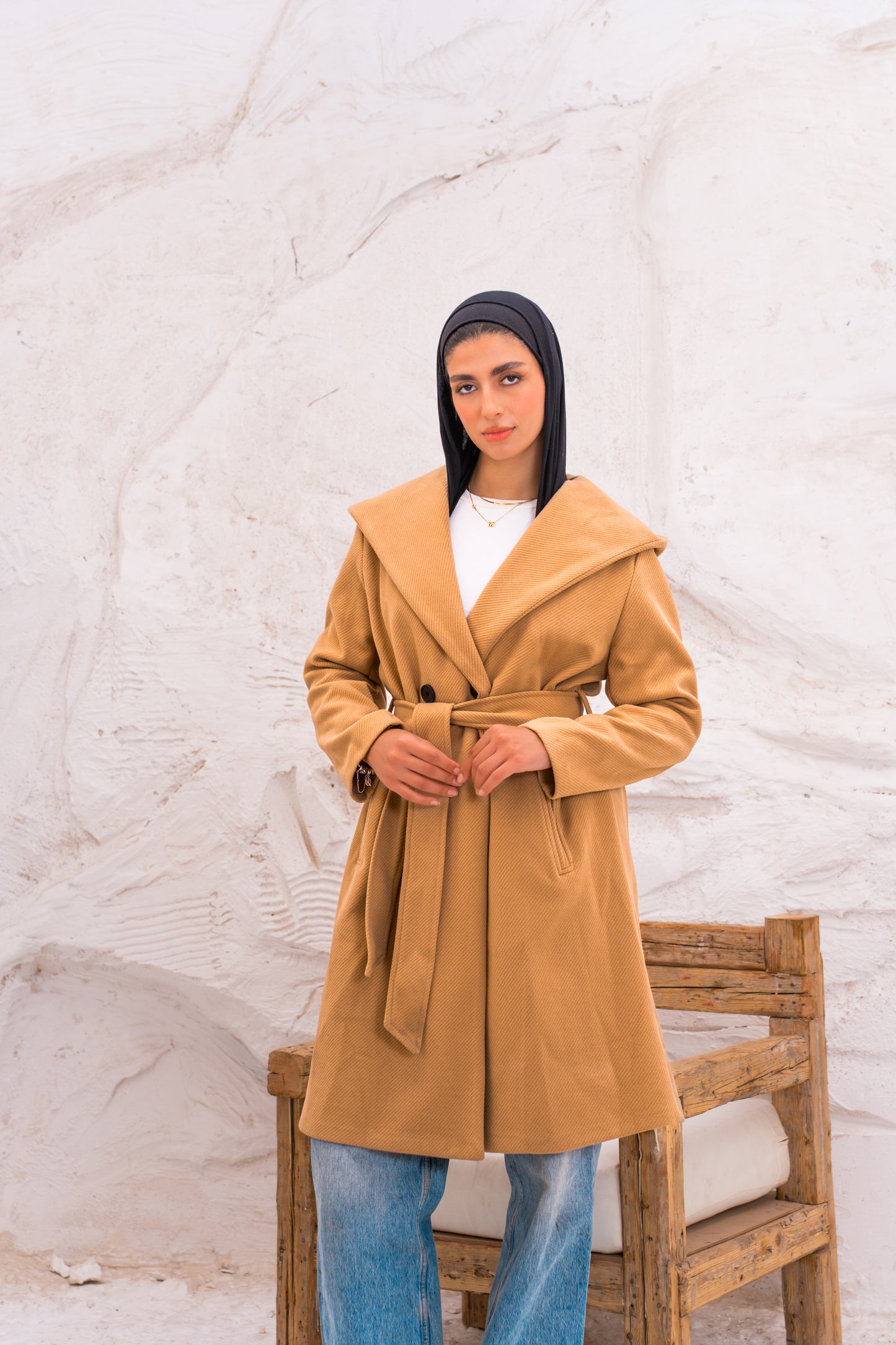 Hood wool coat