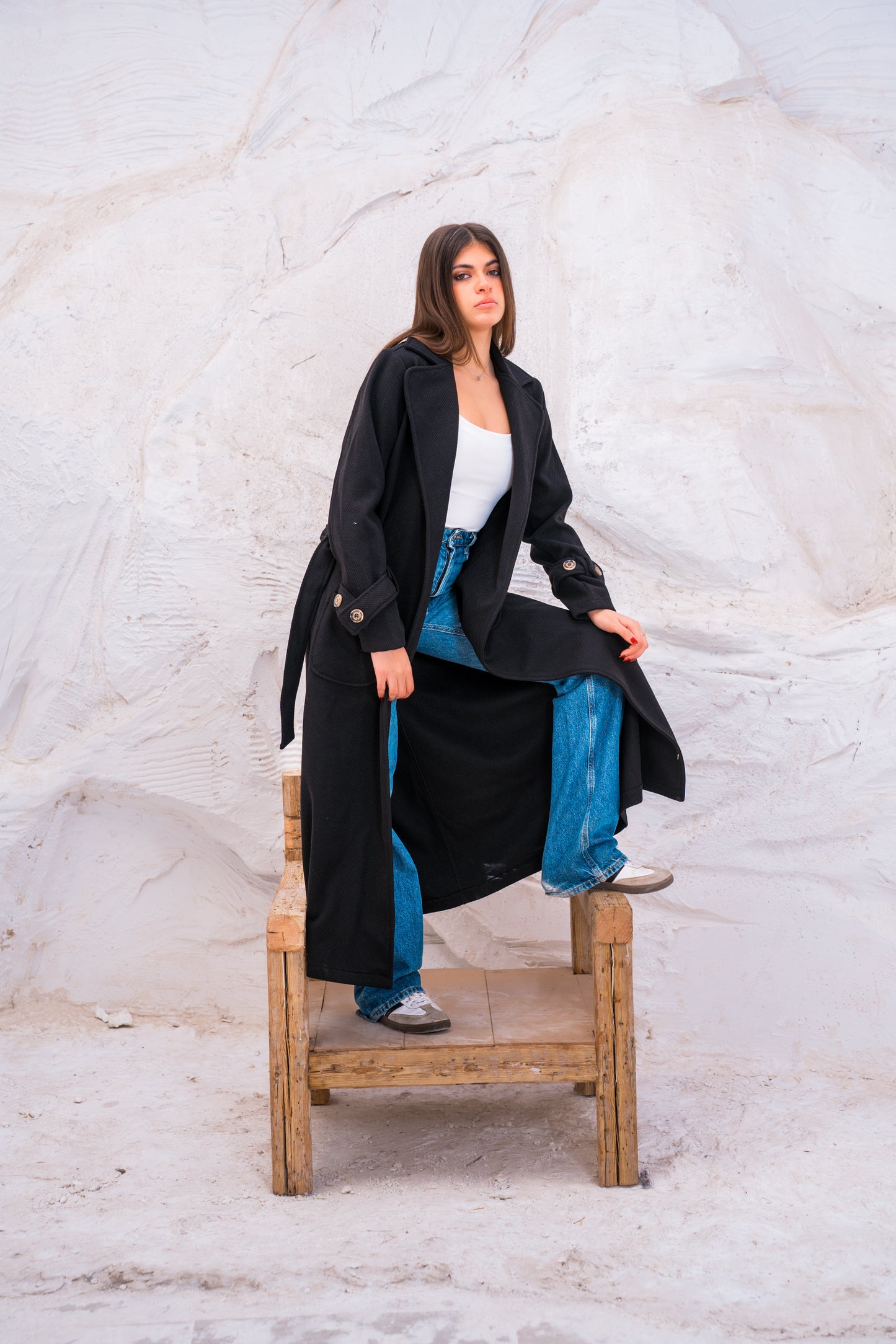 DOUBLE BREASTED WOOL TRENCH COAT