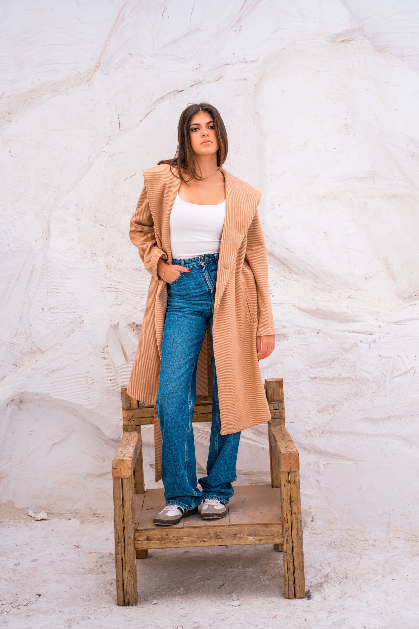 Hood wool coat
