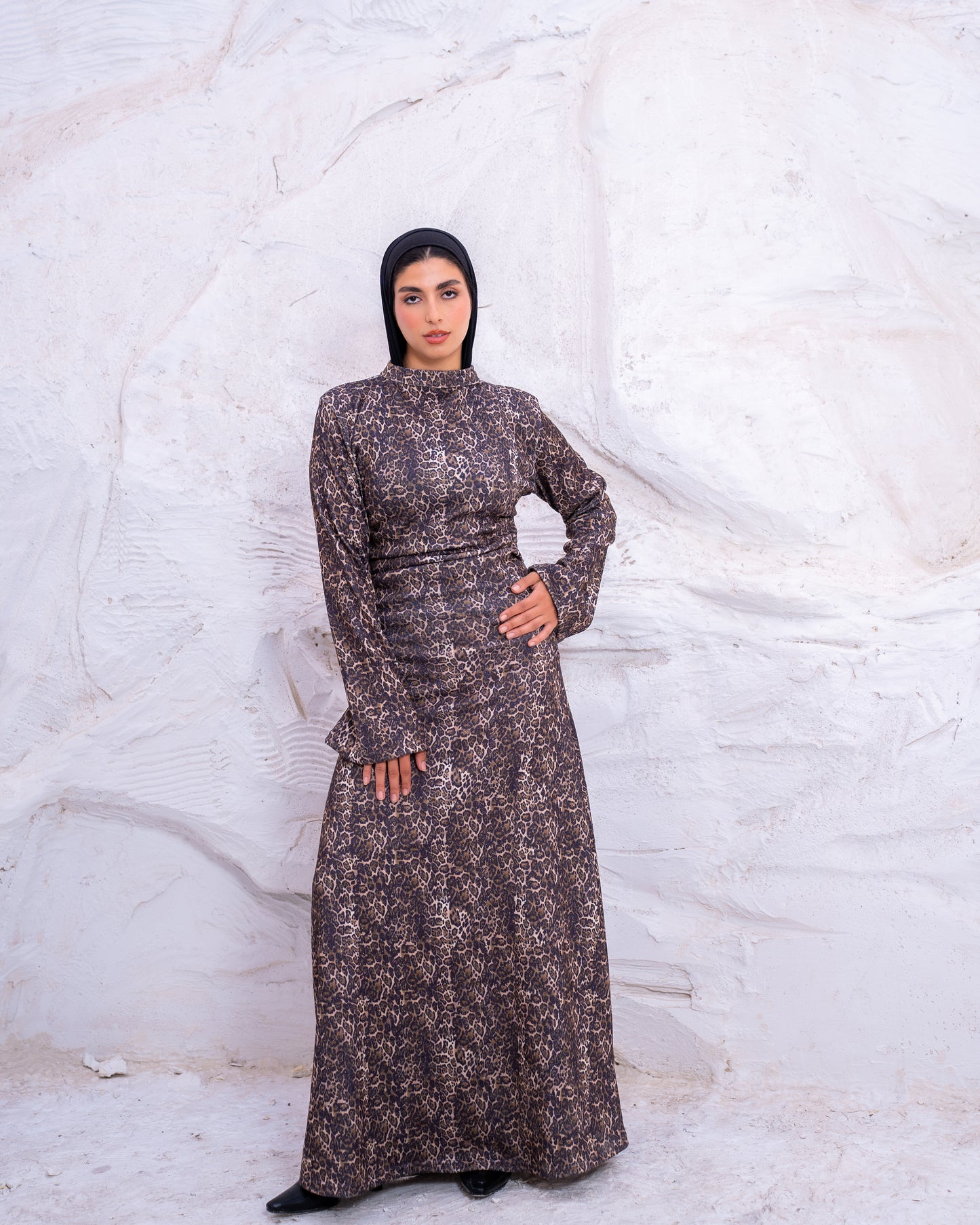 LEOPARD WOOL DRESS