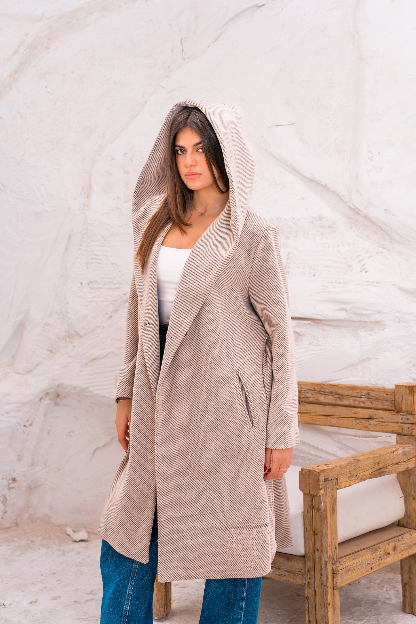 Hood wool coat