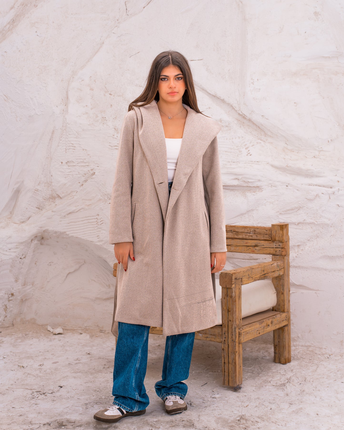 Hood wool coat
