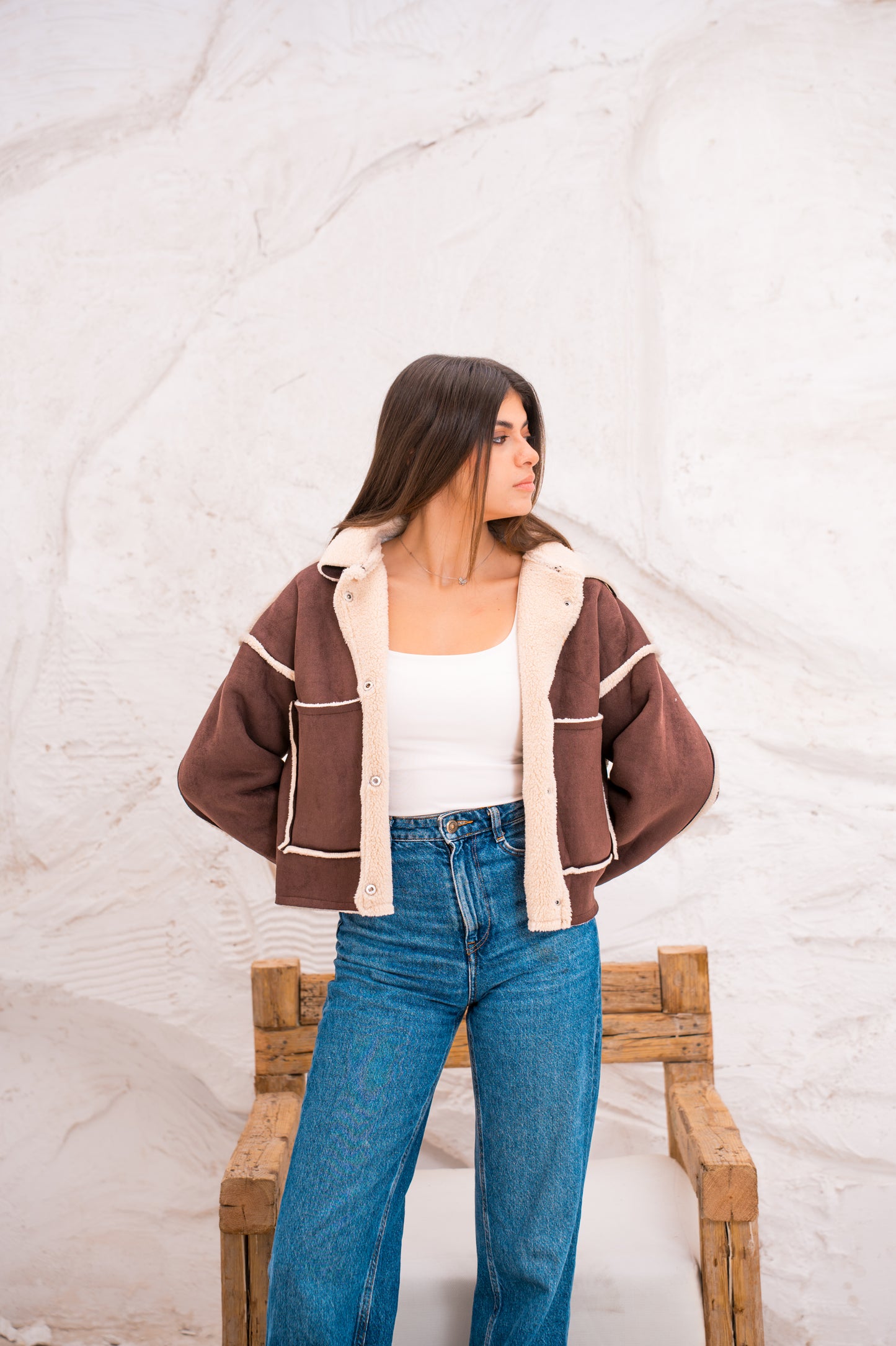 Cropped Fur X Chamois Jacket