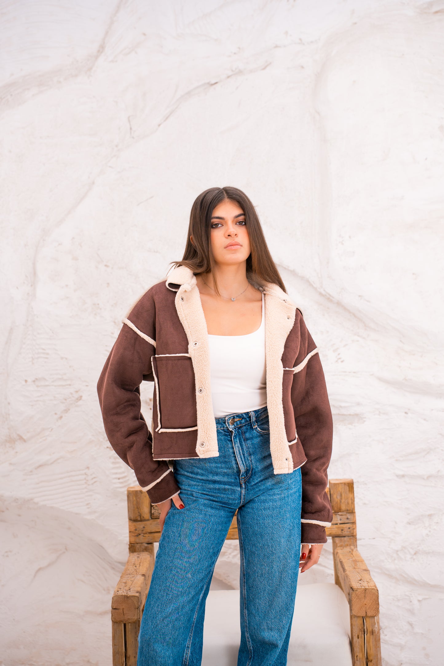Cropped Fur X Chamois Jacket