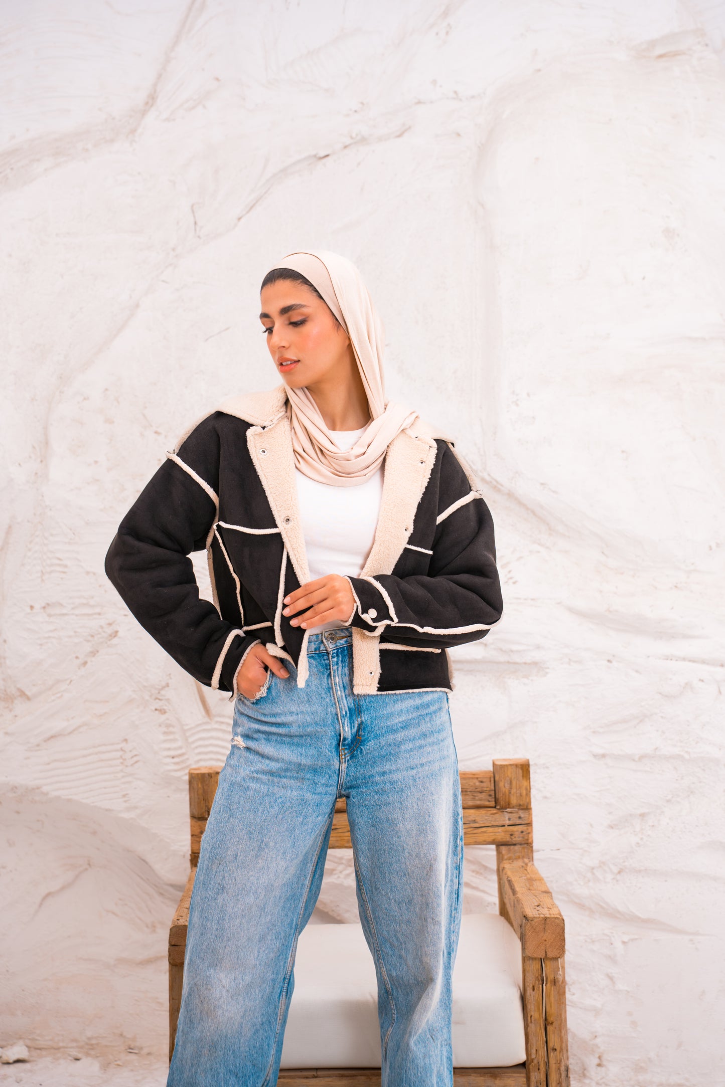 Cropped Fur X Chamois Jacket
