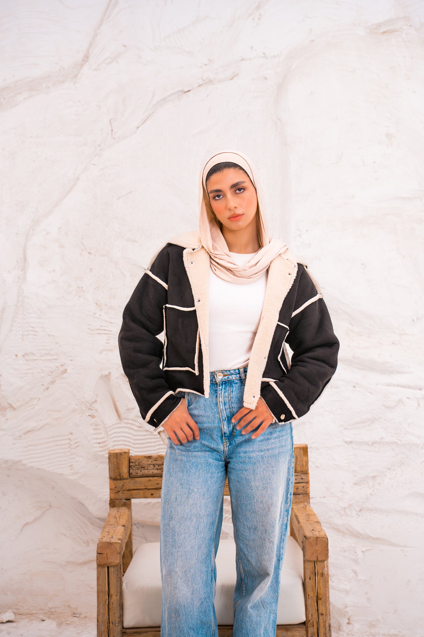 Cropped Fur X Chamois Jacket