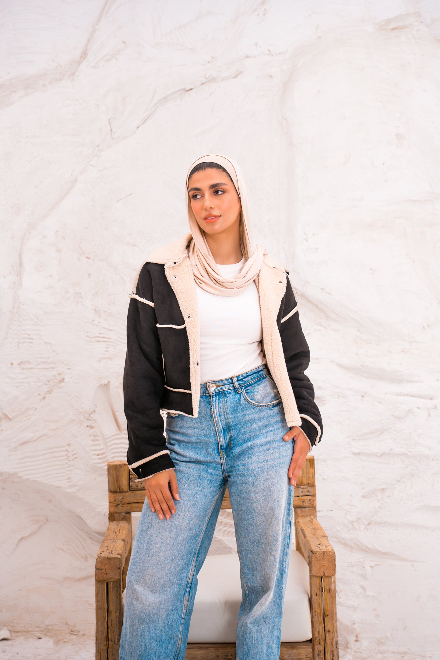 Cropped Fur X Chamois Jacket