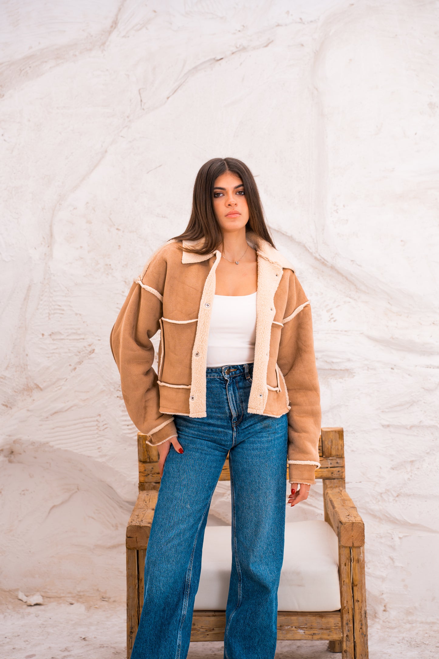 Cropped Fur X Chamois Jacket