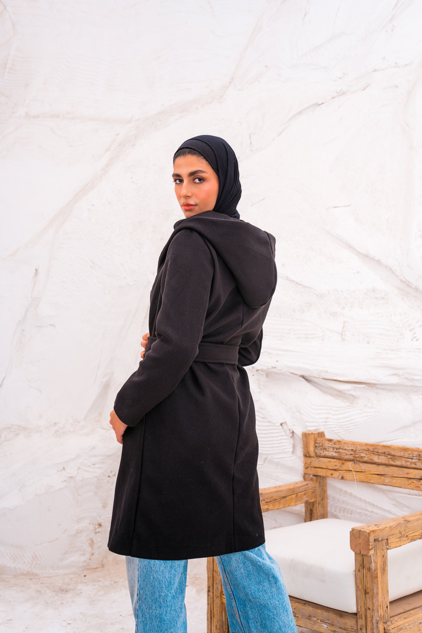 Hood wool coat