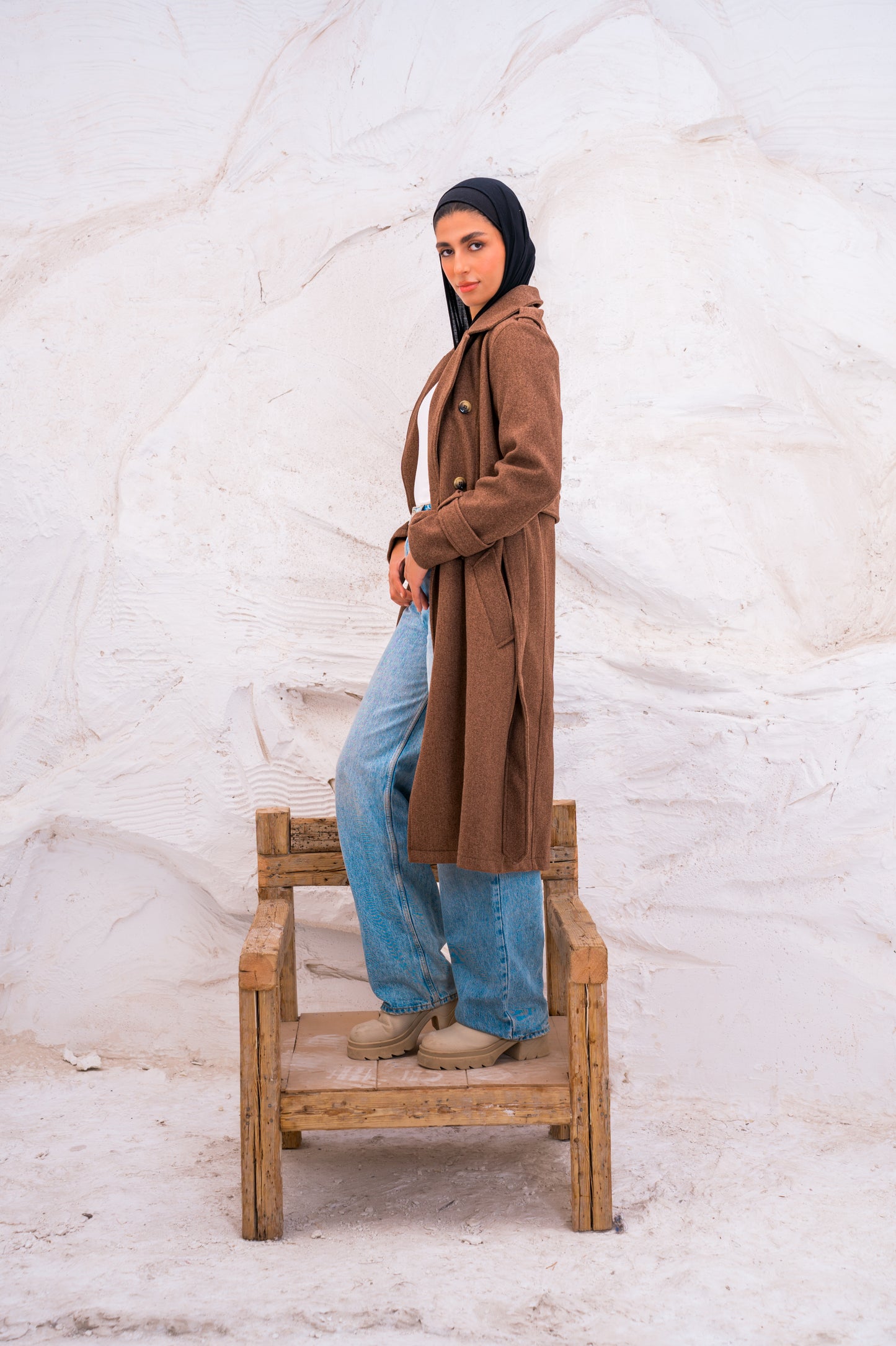 DOUBLE BREASTED WOOL TRENCH COAT