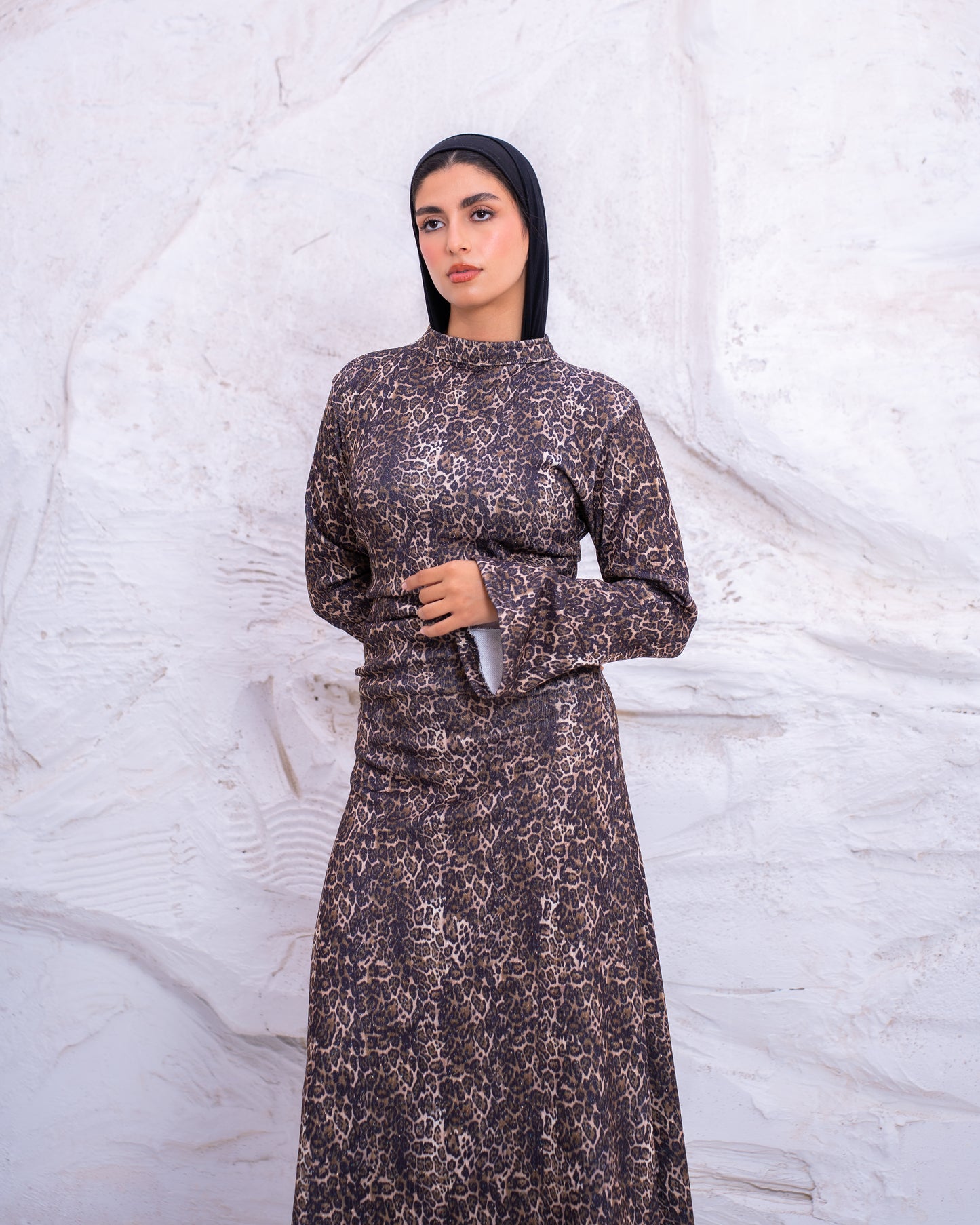 LEOPARD WOOL DRESS