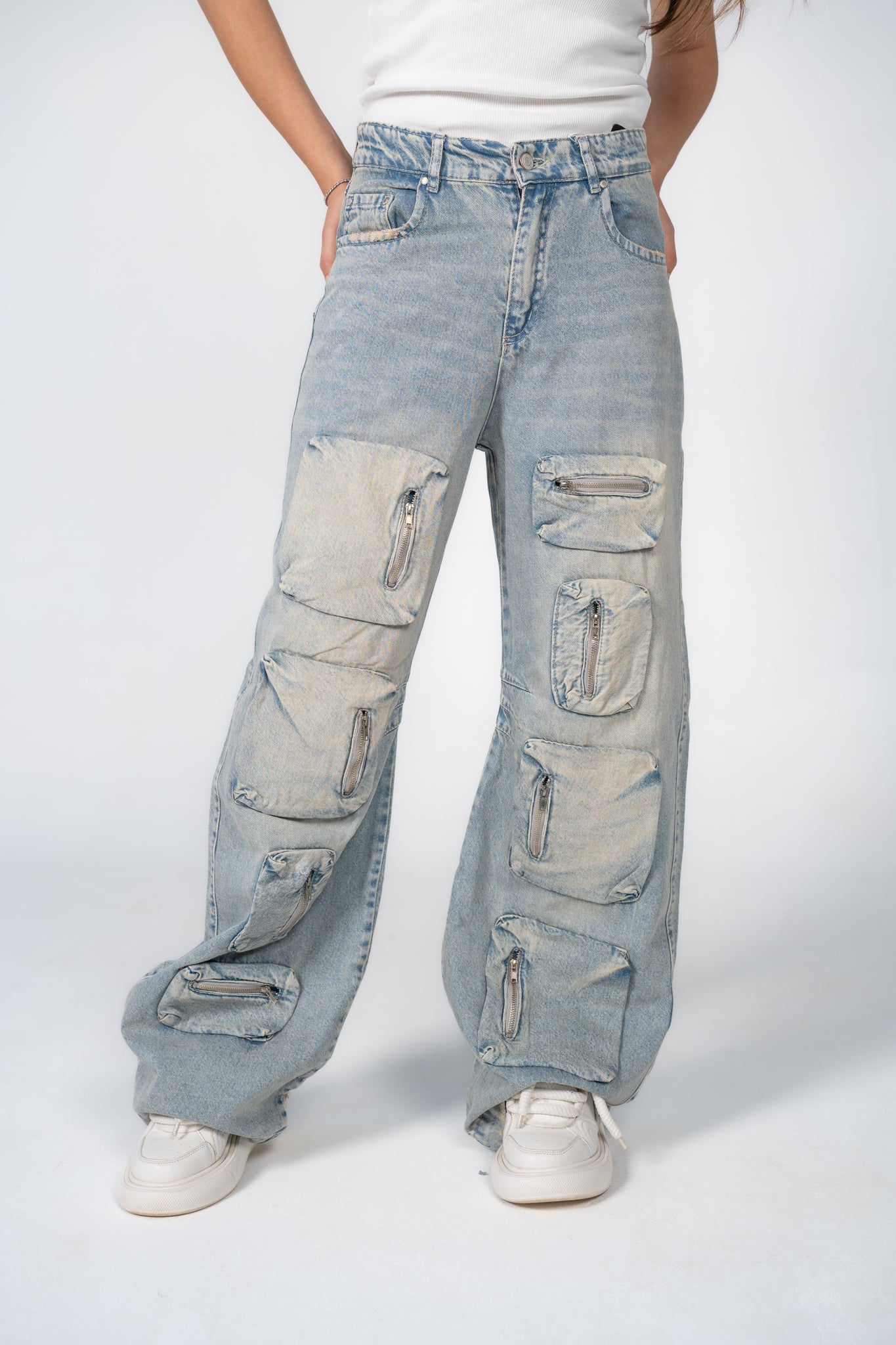 Cargo denim pants