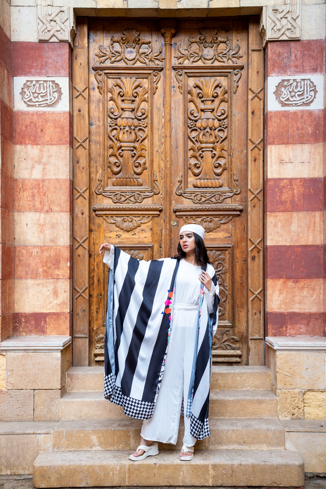 black and white kimono