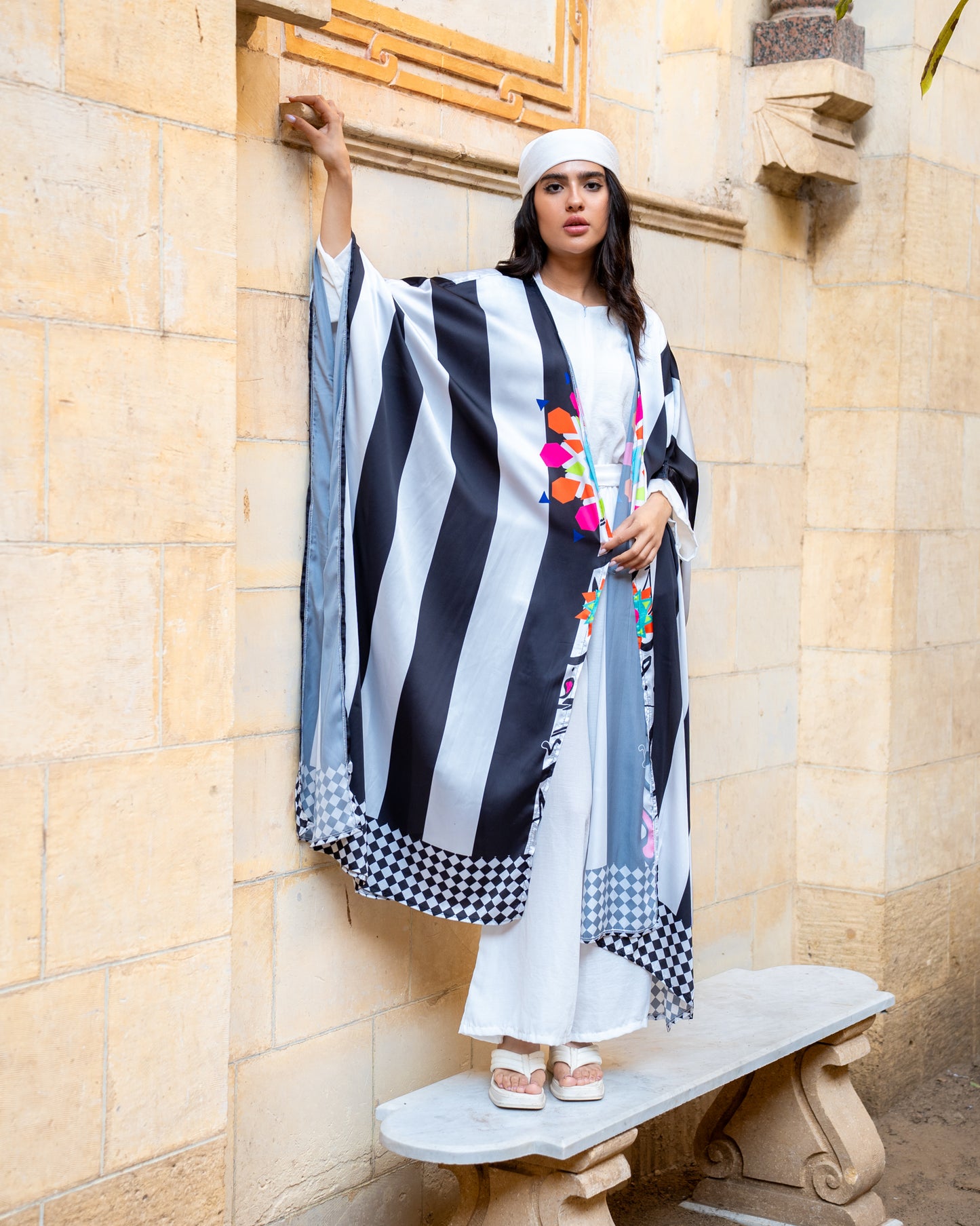 black and white kimono