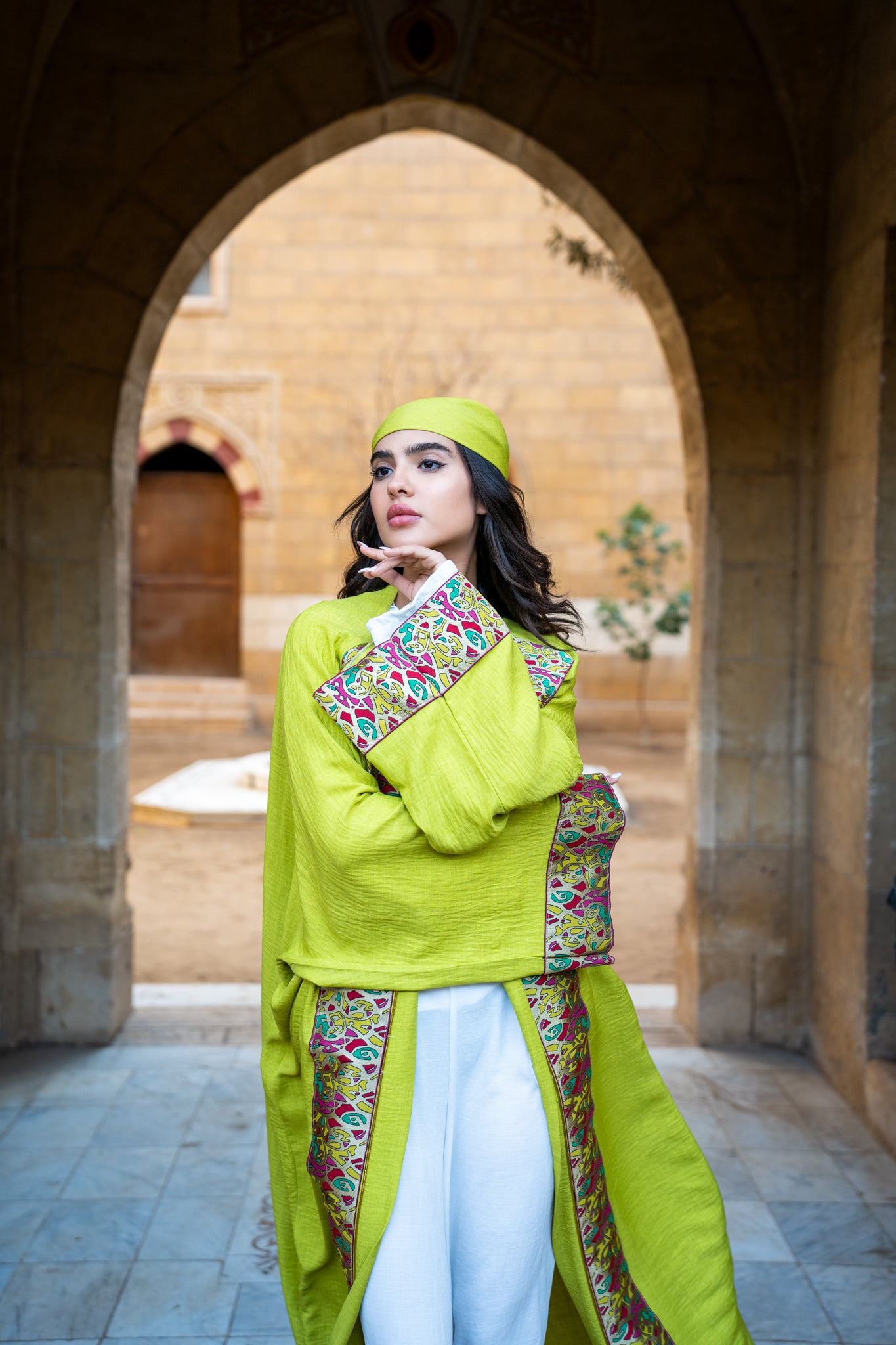 lime green kaftan