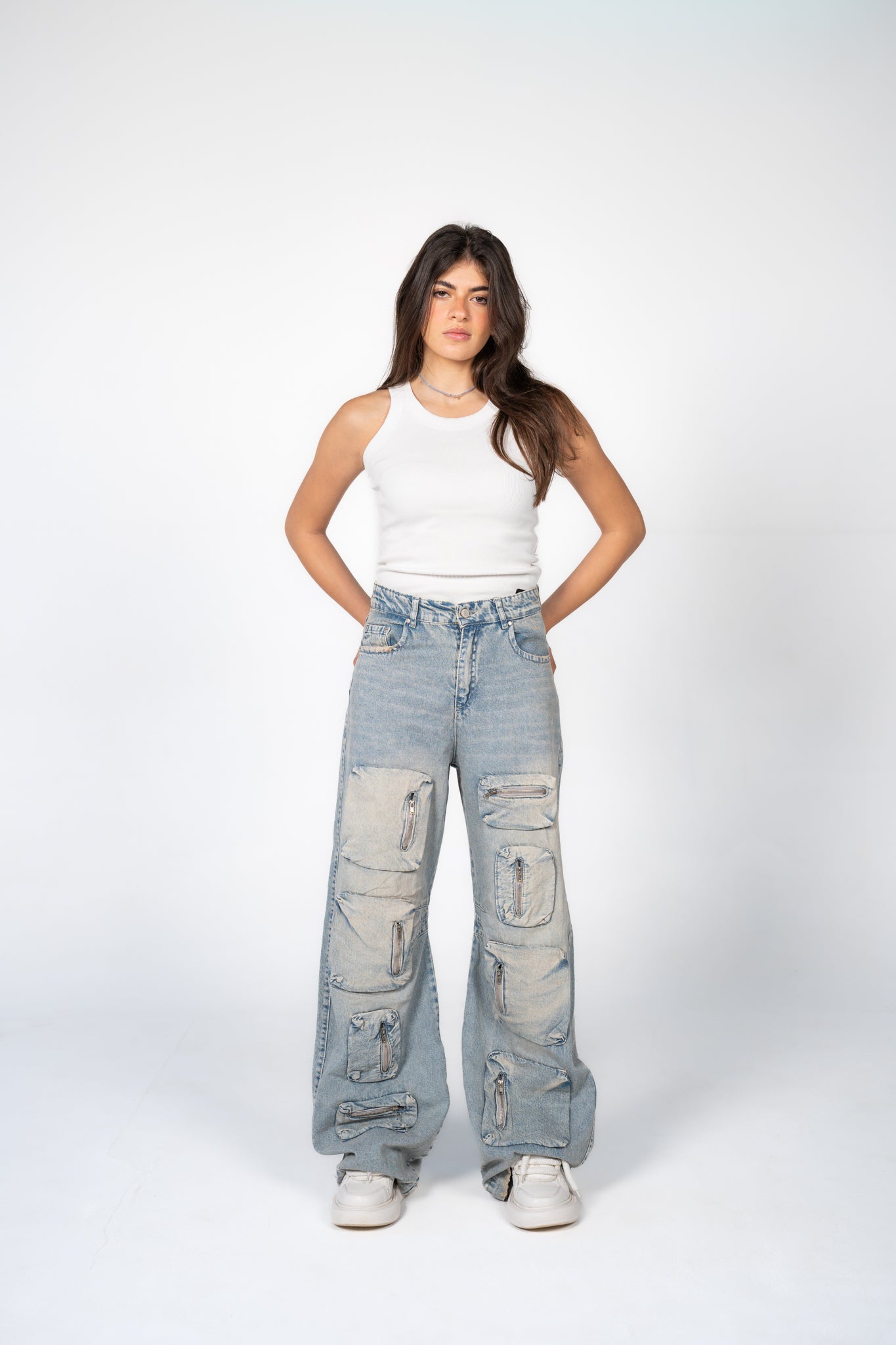 Cargo denim pants